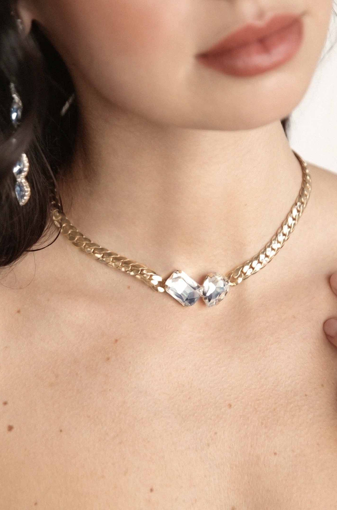 Double Gemstone Center Pendant Necklace for Women - Elegant Layering Jewelry for Parties, Weddings & Everyday Wear