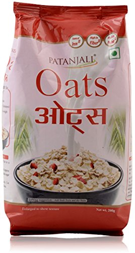 Organic Patanjali Oats 200g - Healthy Breakfast Cereal for Weight Loss & Heart Health - Perfect for Oatmeal, Smoothies & Baking