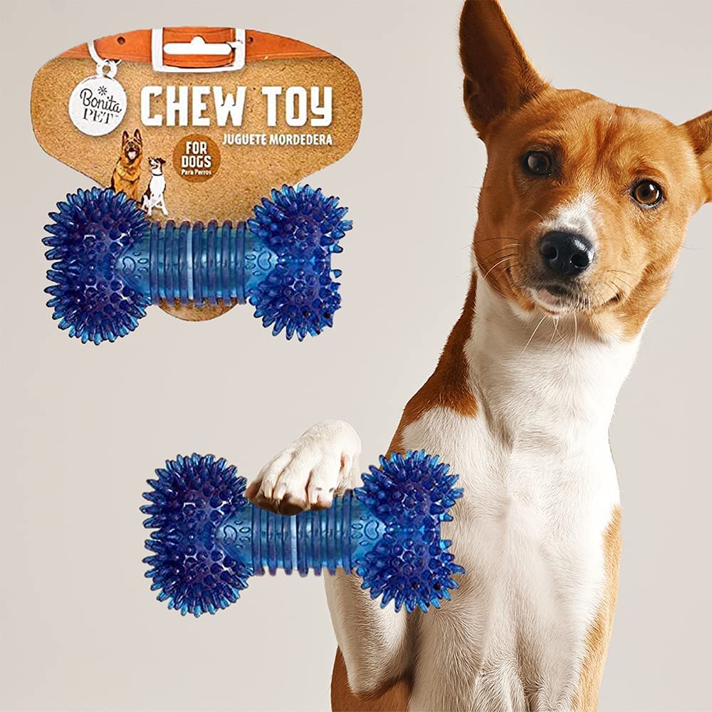 **Indestructible Dog Chew Toy for Aggressive Chewers - Durable Interactive Bone for Boredom Relief, Anxiety & Stress Relief, Promotes Dental Health & Clean Teeth - Blue Bone - Perfect for Training, Teething & Playtime**