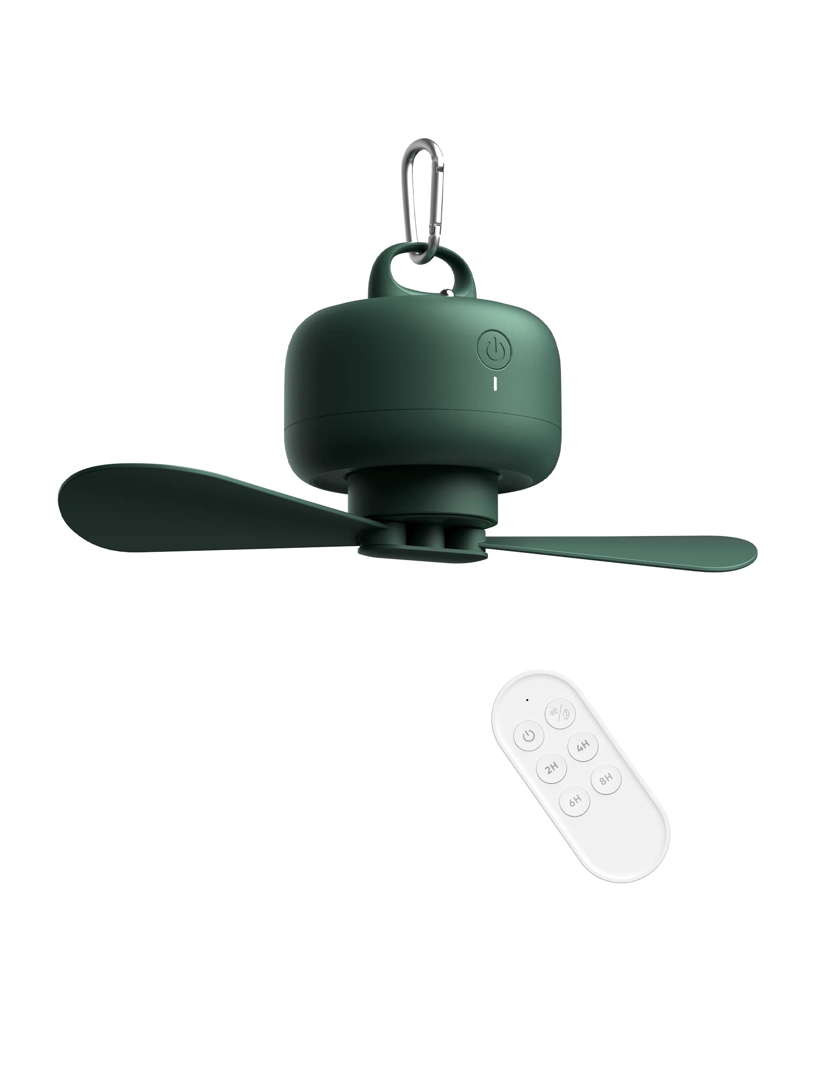 JISULIFE 8000mAh Portable Rechargeable Camping Fan with Remote Control - Mini USB Battery Operated Tent Fan, Detachable Blades, Hanging Hook, 4 Speed Settings & Timer - Perfect for Outdoor Camping, Hiking, Dorm Rooms and Home Use (Green)