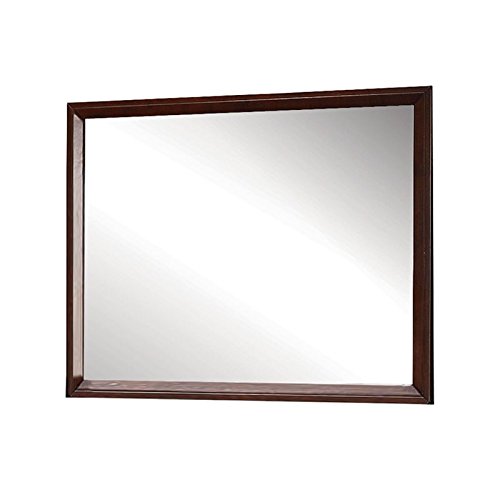 Acme Ilana Rectangular Wooden Mirror in Brown Cherry - Handcrafted Solid Wood Wall Mirror for Bedroom, Living Room & Entryway Decor