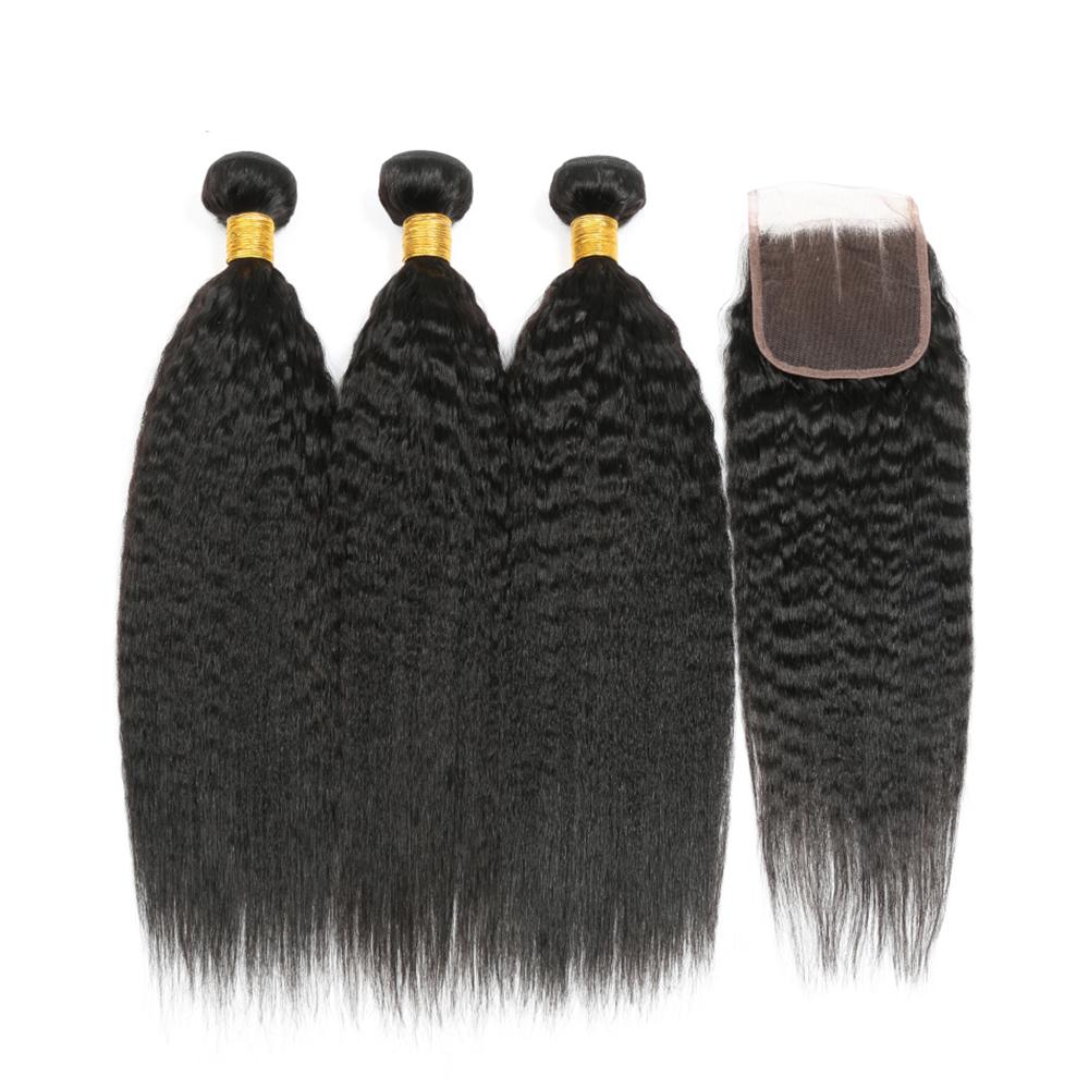 Kinky Straight Virgin Human Hair Bundle Deals - 100% Natural Black Hair Extensions for Braiding, Weaving & Styling