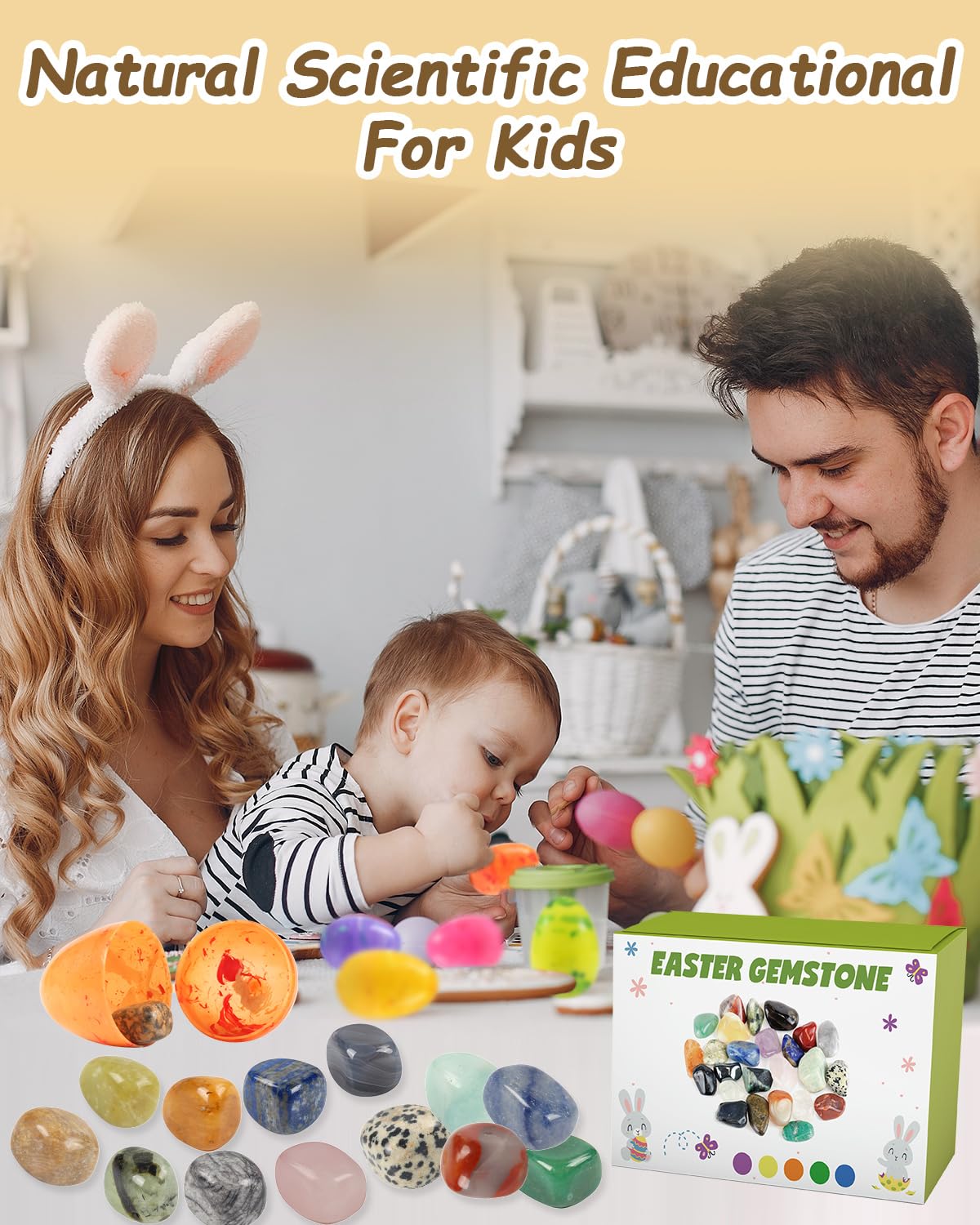 24 Pack Gem Filled Easter Eggs - Colorful Prefilled Party Favors with Gemstones for Kids, Birthday Prizes, Easter Basket Stuffers & Classroom Exchange Gifts (Boys & Girls) - Perfect for Easter Hunts, Birthday Parties & School Events