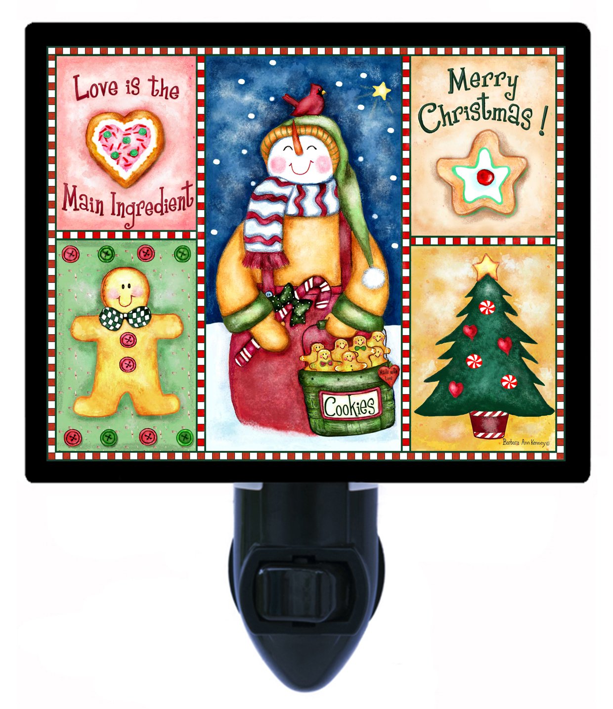 Christmas Cookie Sampler LED Night Light - Snowman & Gingerbread Man Decor for Holiday Baking & Bedroom Ambience