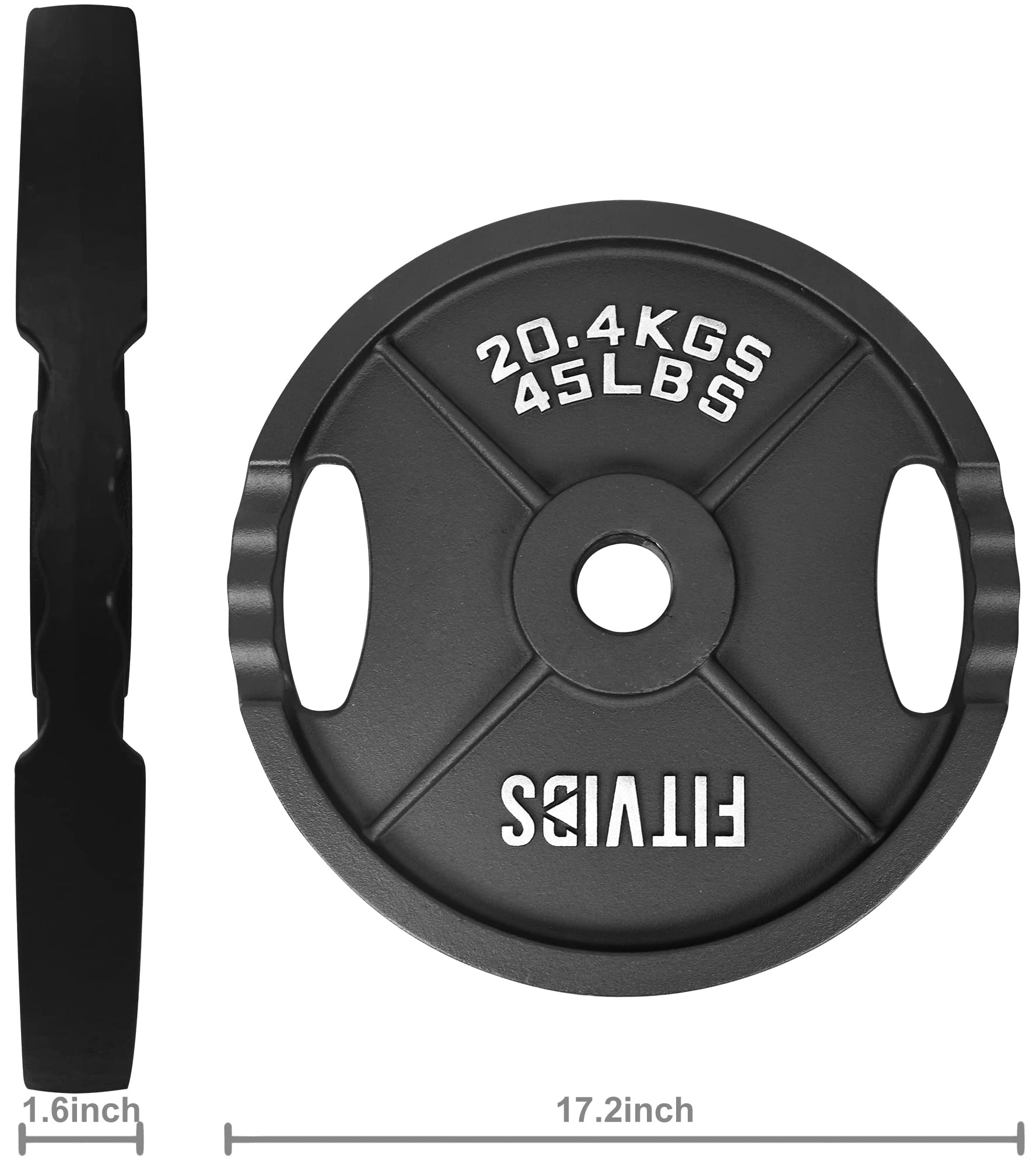 Olympic Cast Iron Weight Plates for Strength Training & Weightlifting - Pair, Set, or Combo with Barbell - Multiple Sizes for Home Gym & CrossFit Workouts