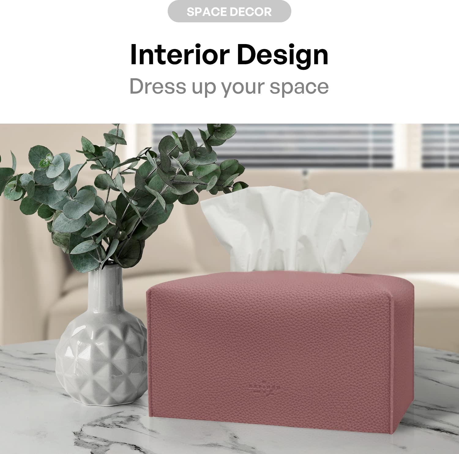 Carrotez PU Leather Tissue Box Cover - Modern Rectangular Tissue Holder for Bathroom, Office Desk & Nightstand (9.5