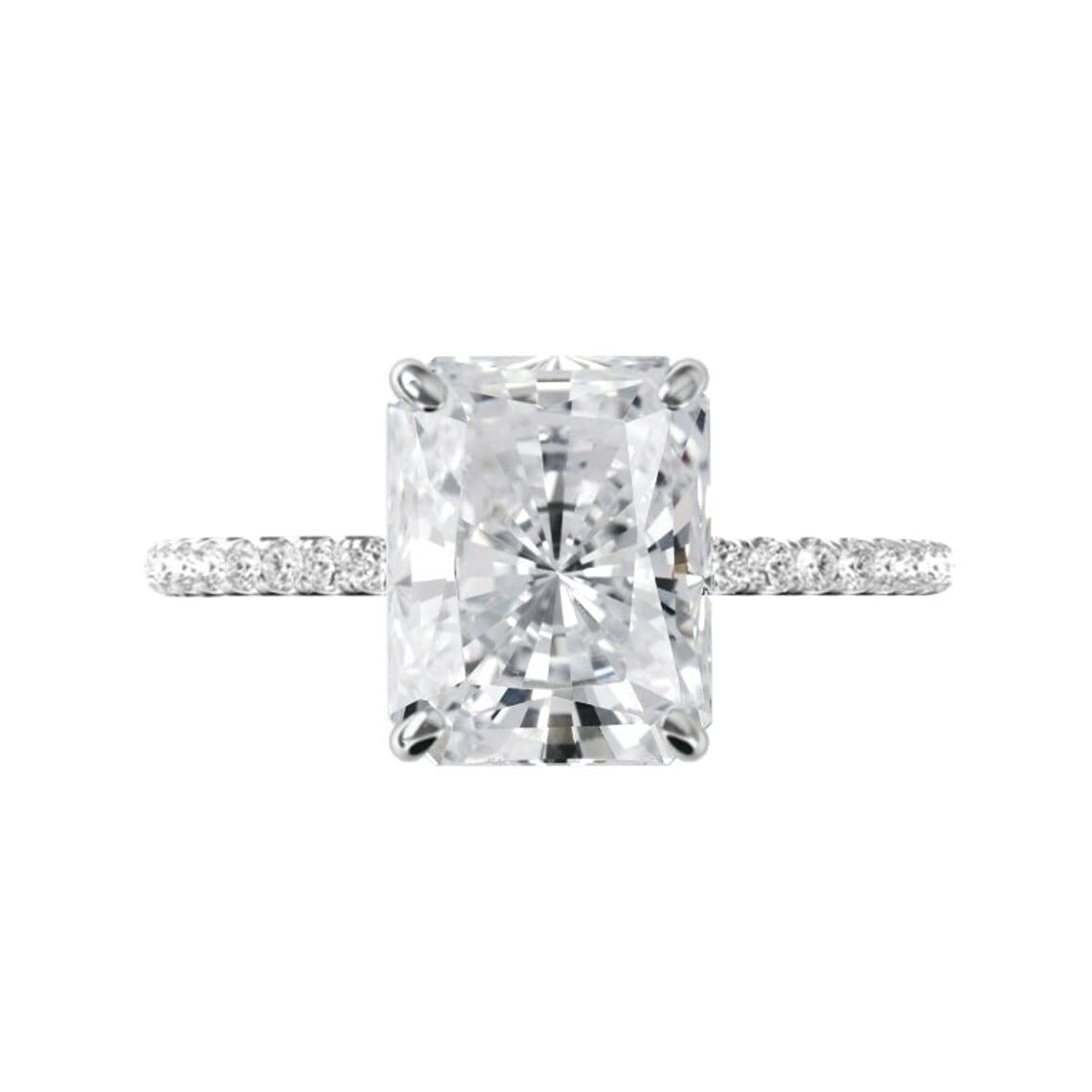 4.00 Carat Radiant Cut Moissanite Infinity Accent Engagement Ring - Vintage Style Wedding Band with Hidden Halo Setting in Sterling Silver - Perfect for Anniversary, Promise Ring & Romantic Gifts by Neerja Jewels - Ideal for Proposals, Weddings & Special Occasions