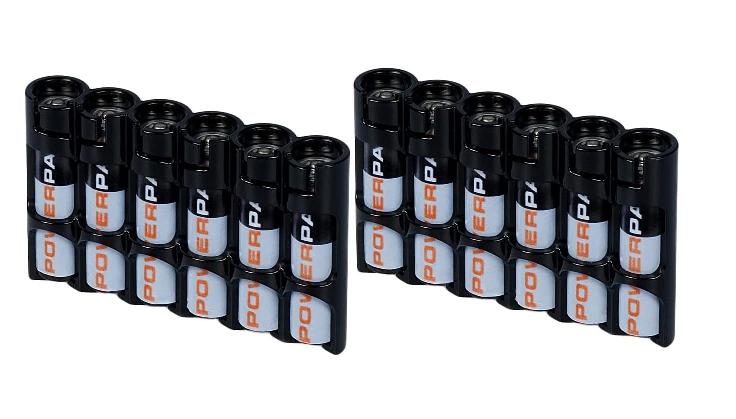 Storacell SLAAATB Slimline AAA Battery Caddy - 2 Pack Black Organizer Holds 6 AAA Batteries | Perfect for Home, Office & Travel Storage