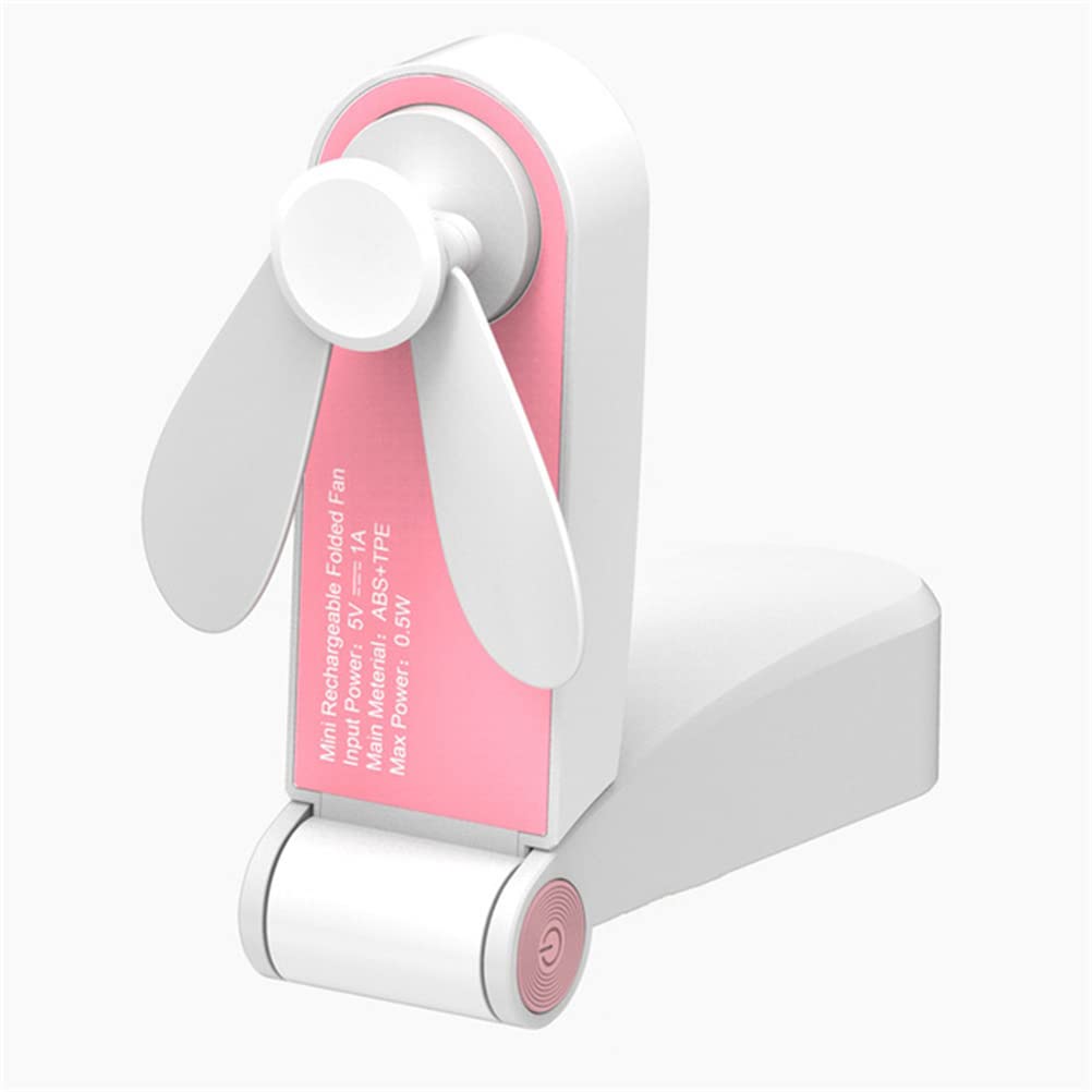 Handheld Mini Fan USB Rechargeable - Portable Folding Pocket Fan with 2 Speeds | Small Travel Fan for Home, Office, Camping & Outdoor Activities | Perfect for Summer, Travel & Hot Weather (Pink)
