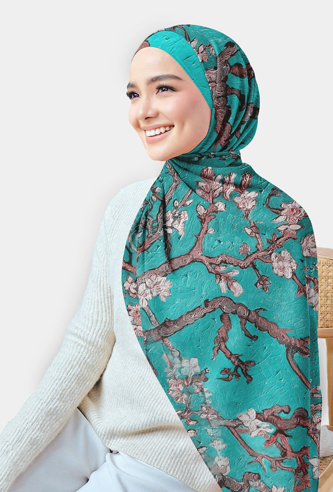 Znichka Floral Printed Chiffon Hijab Scarf - Lightweight Muslim Headscarf for Women - Perfect for Prayer, Daily Wear & Special Occasions