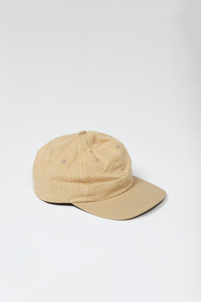Lite Year Six Panel Gingham Cap in Mustard Yellow | Vintage Style Cotton Baseball Hat for Men & Women | Perfect for Outdoor Activities, Festivals, and Casual Wear