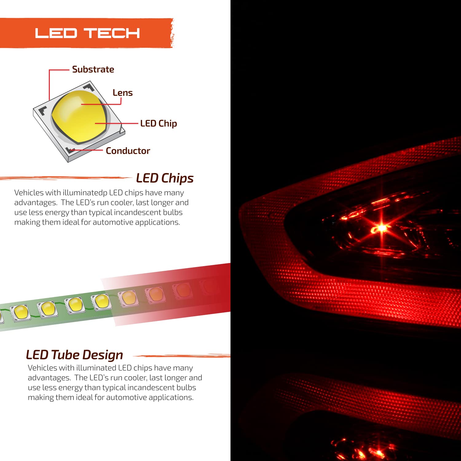 AKKON LED Red Tail Lamp Brake Lights Outer Pair for 2013-2016 Ford Fusion Titanium & Energi Sedan Models - Driver & Passenger Side Replacement - Perfect for Night Driving & Enhanced Safety