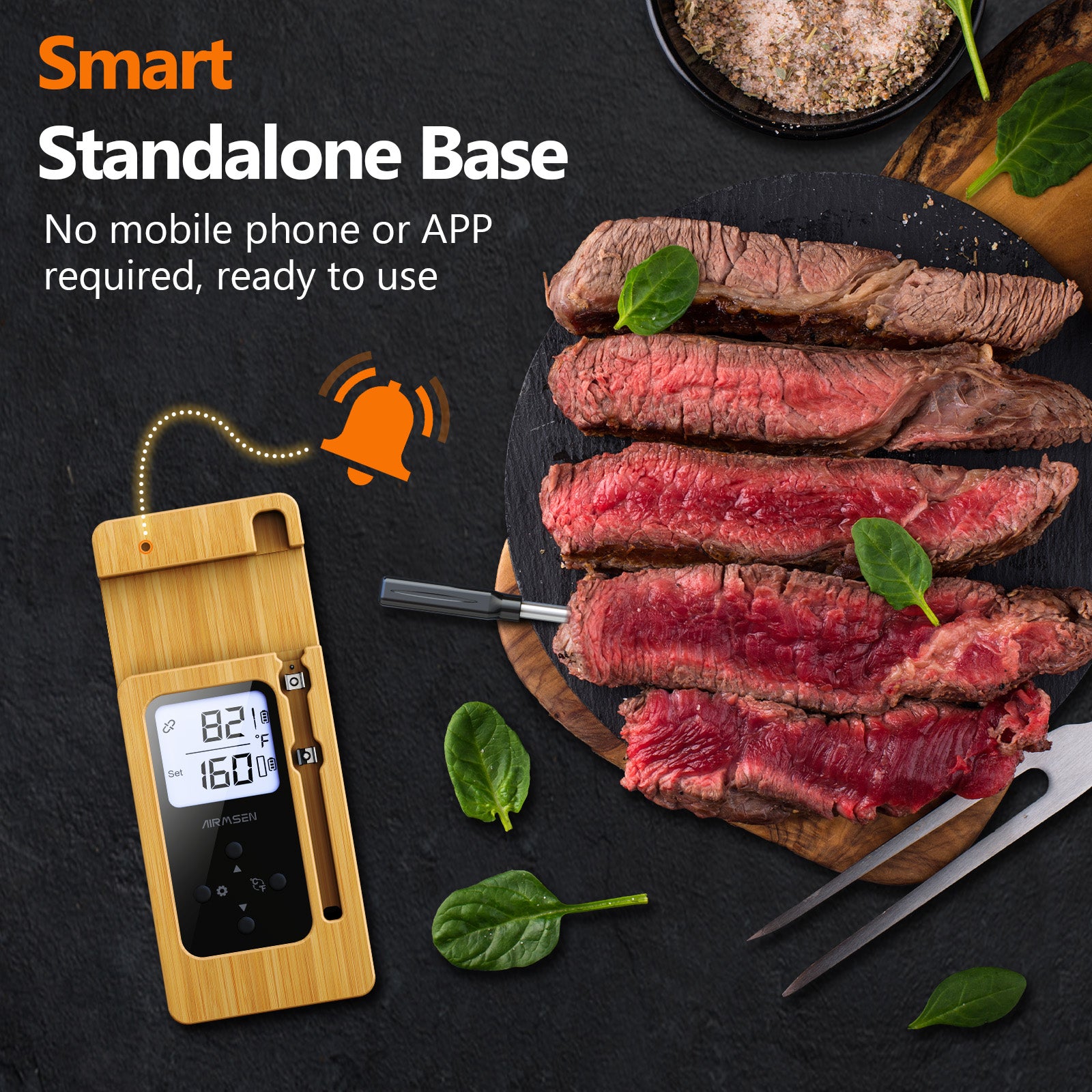 500Ft Wireless Meat Thermometer with LCD Display & Smartphone App - Digital BBQ Grill Smoker Oven Food Temperature Monitor for Cooking, Grilling, Baking & Smoking