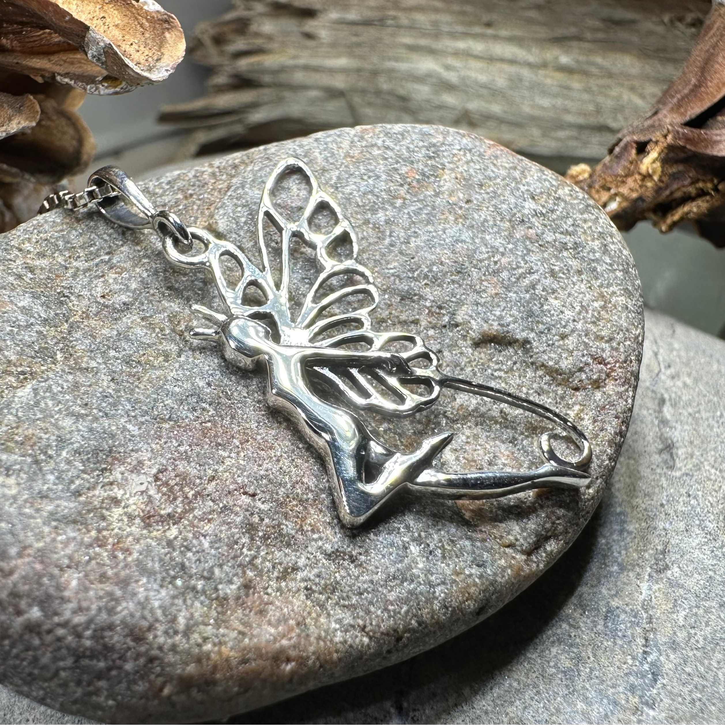 Celtic Meadow Fairy Necklace - Handmade Sterling Silver Fairy Pendant with Enamel Details | Perfect for Nature Lovers, Fantasy Jewelry Gift for Women & Teens | Wear to Festivals, Ren Faires & Boho Outfits