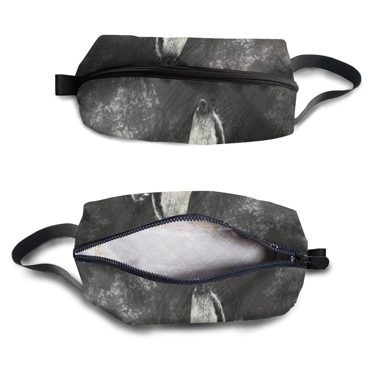Howling Wolf Print Large Cosmetic Bag - Travel Makeup Organizer with Zipper & Handle Strap - Portable Toiletry Pouch for Women | Perfect for Travel, Gym, Beach & Everyday Use