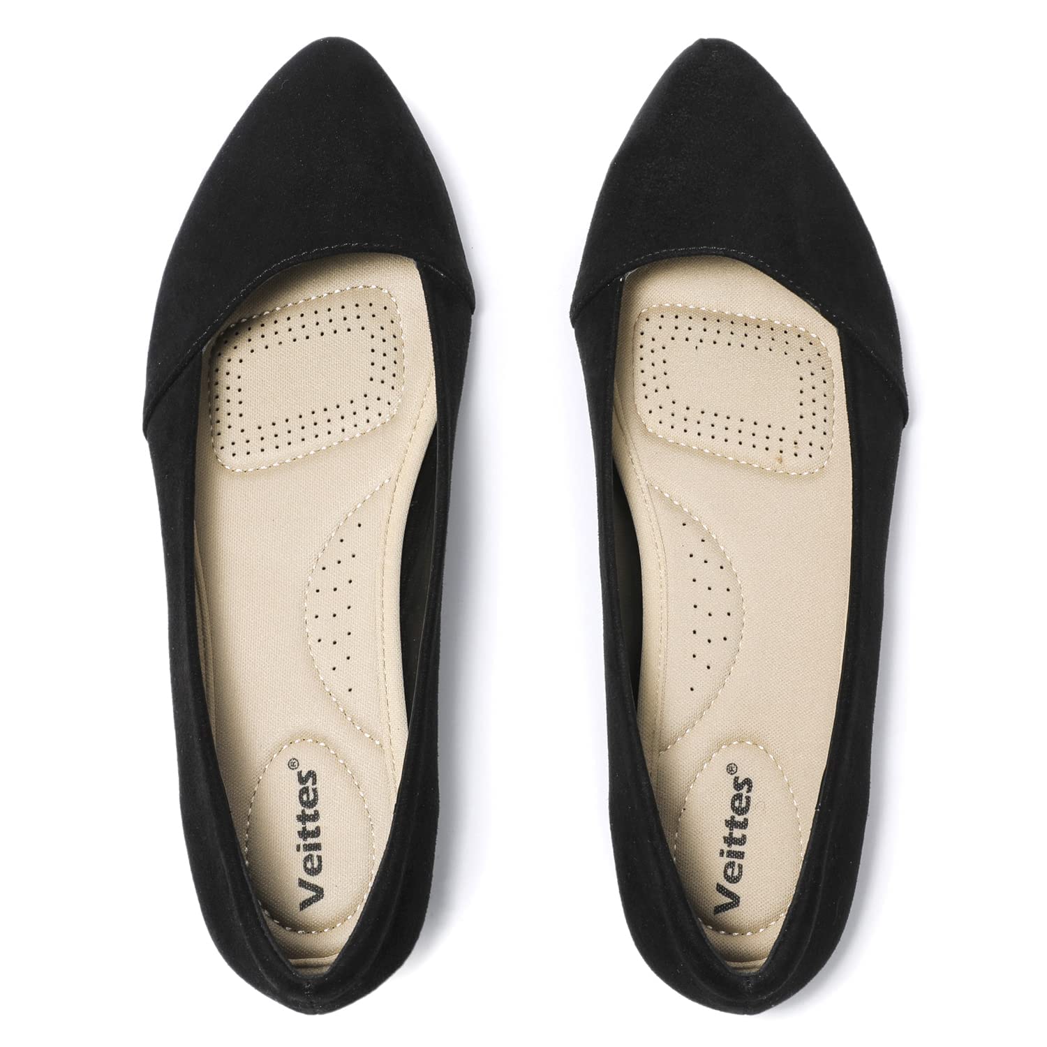 Veittes Women's Wide Width Flat Shoes - Comfortable Pointed Toe Ballet Flats for Casual Wear | Office, Travel & Everyday Use