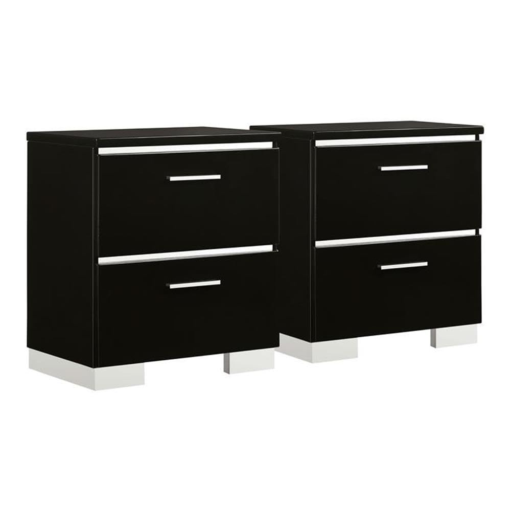 Furniture of America Elsah Wood Nightstands Set of 2 - Black Wooden Bedside Tables for Bedroom, Living Room & Guest Room - Modern Night Stands with Storage Shelf