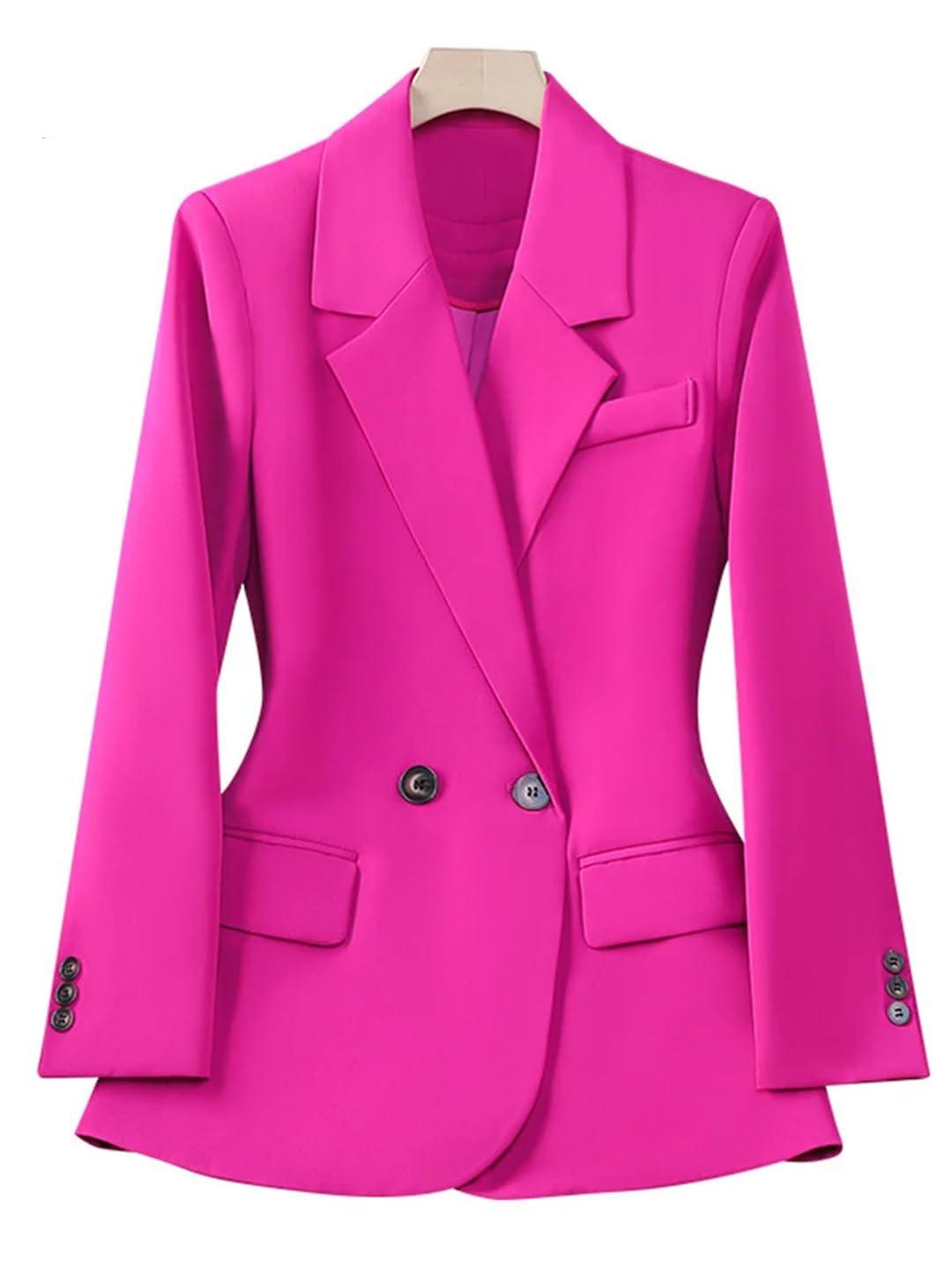 Women's Slim Fit Office Blazer - Solid Color Long Sleeve Turn Down Collar 2-Button Jacket | Professional Work Attire & Business Casual Outfits