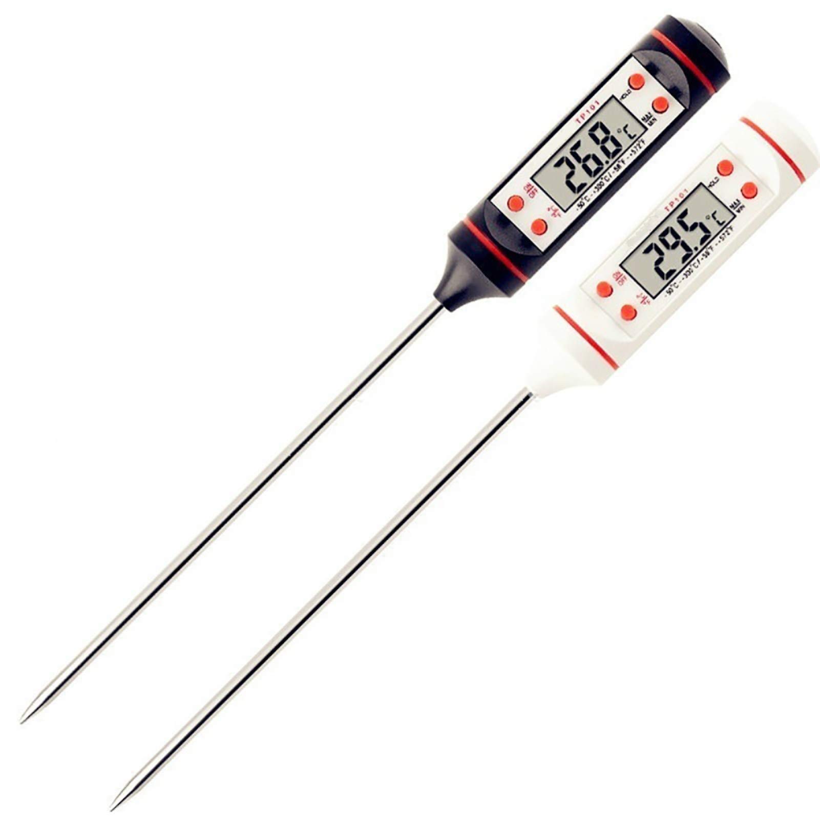 Digital Meat Thermometer with Probe - Instant Read Kitchen Thermometer for Cooking, Grilling, Baking - Perfect for Meat, Water, Milk & BBQ (Black) | Essential Tool for Home Chefs & Outdoor Cooking