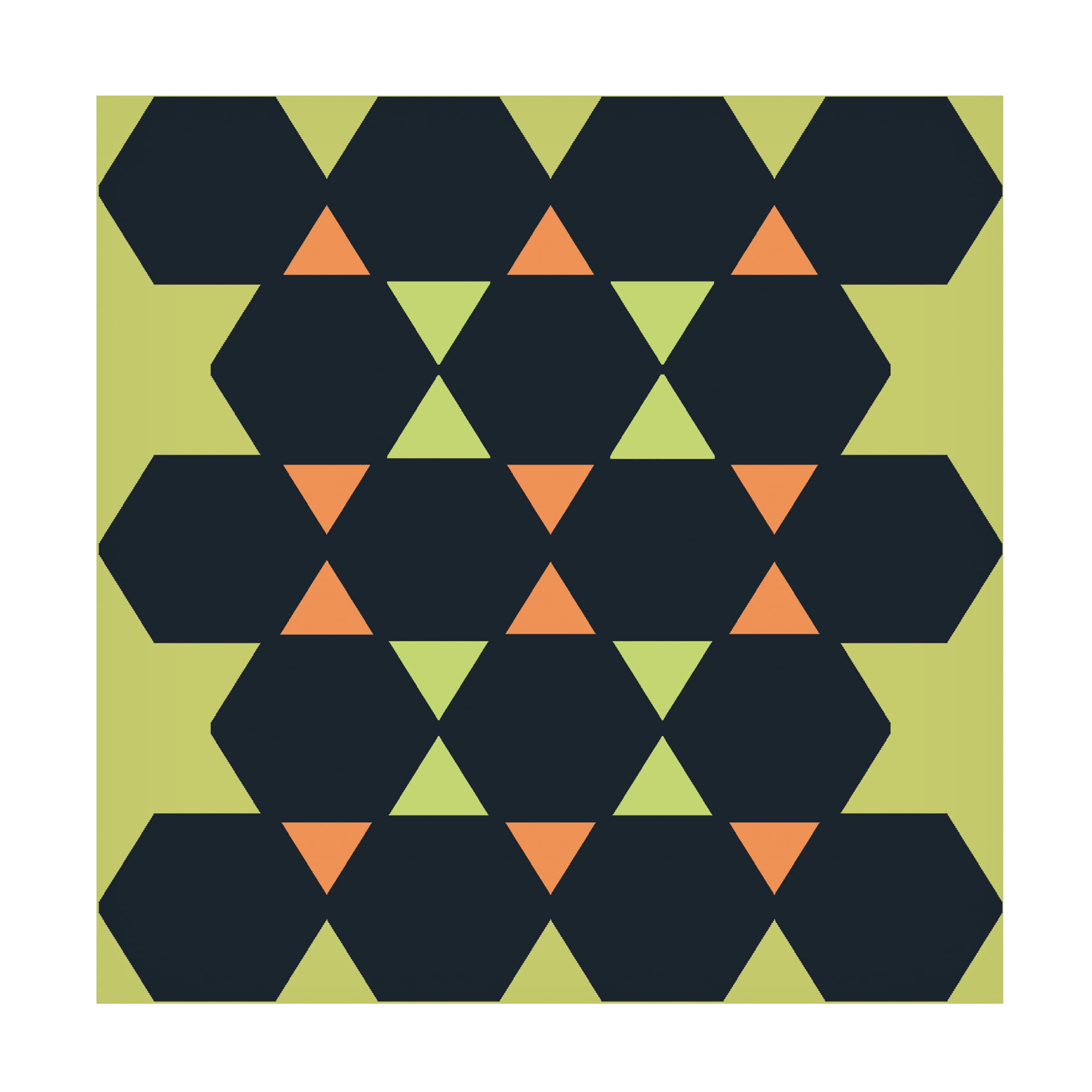 Hexagon Pattern 34 Abstract Canvas Wall Art by Richard Homawoo - Modern Geometric Home Decor for Living Room, Bedroom & Office