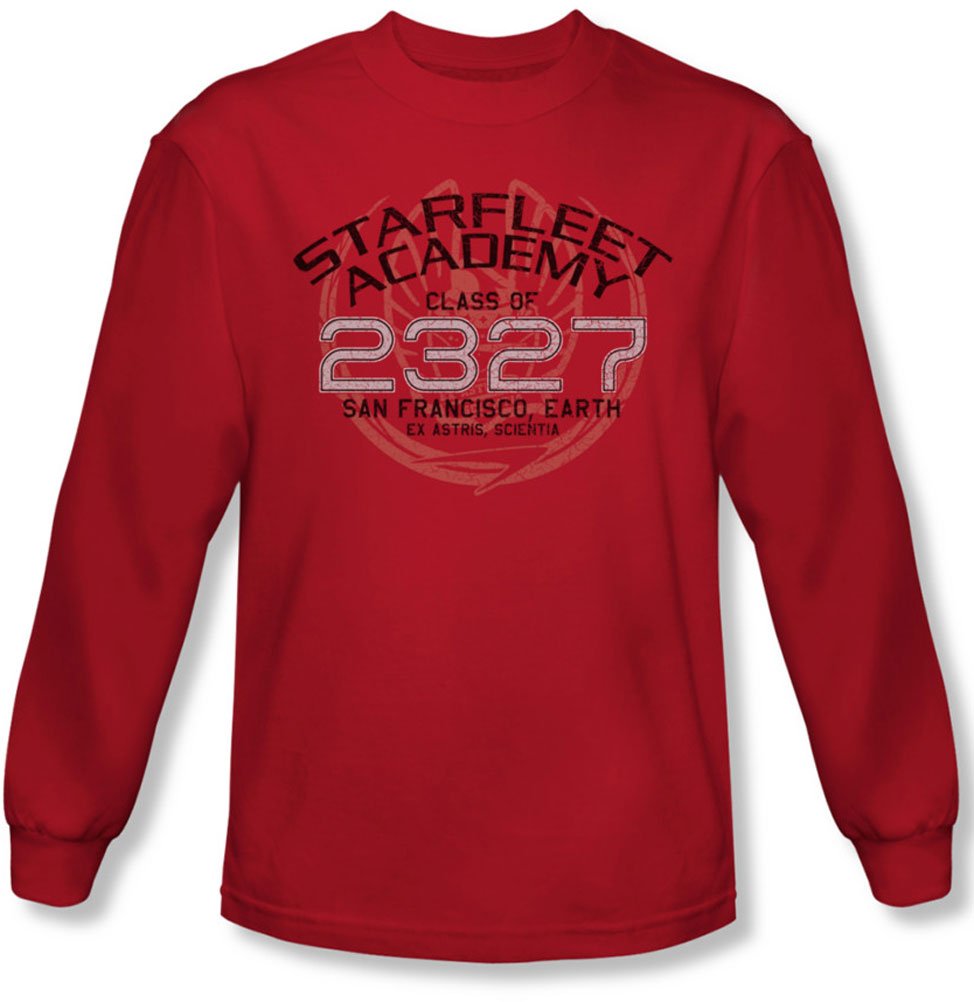 Star Trek Captain Picard Graduation Long Sleeve T-Shirt for Men - Red Sci-Fi TV Show Inspired Gift for Graduates, Cosplay & Trekkie Fans
