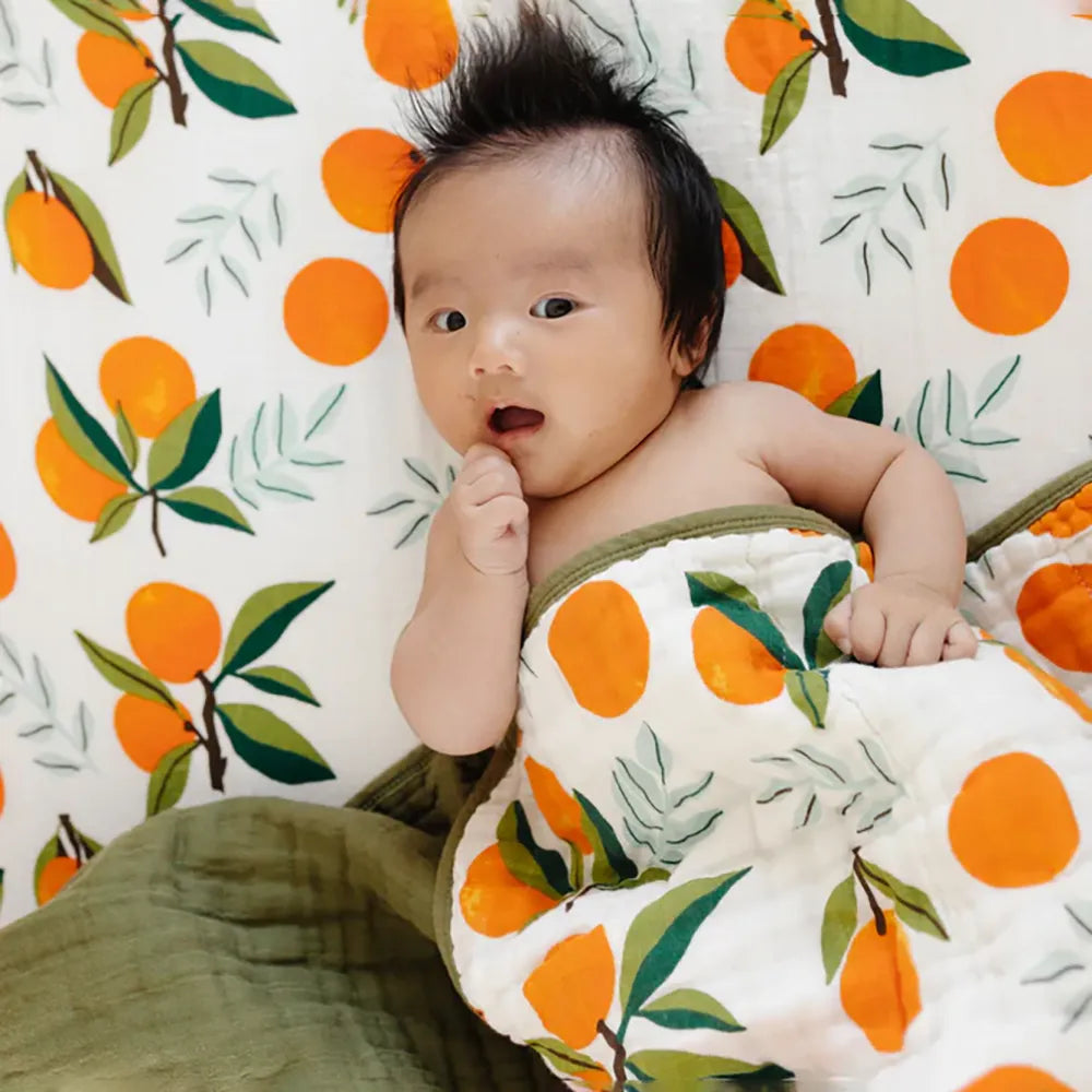 Soft & Breathable Cotton Muslin Reversible Baby Quilt - Lightweight Blanket for Nursery, Swaddle, Stroller & Toddler Bed - Machine Washable (Multiple Colors)