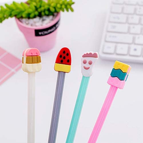 32-Piece Cute Cartoon Black Gel Ink Pens - 0.5mm Fine Tip Ice Cream Design Writing Pens for School, Office & Home - Assorted Styles Stationery Gift for Kids, Students (Perfect for Birthday Presents, Note Taking & Creative Journaling)
