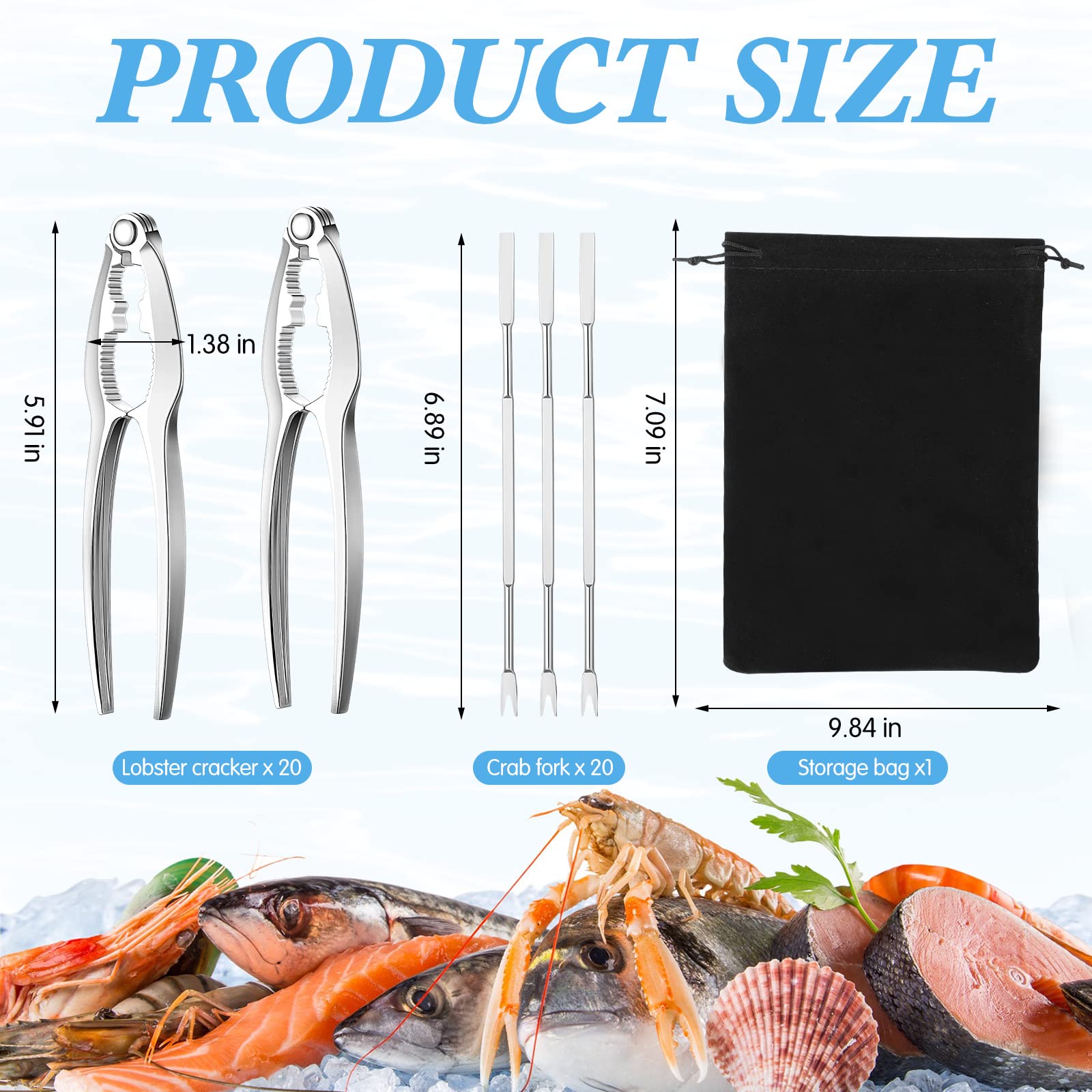 Premium 41-Piece Seafood Tools Set - Stainless Steel Lobster Crackers, Forks & Nut Crackers with Storage Bag | Perfect for Kitchen, Parties & Seafood Lovers | Durable Shellfish Opener Set for Crab, Lobster & Clams