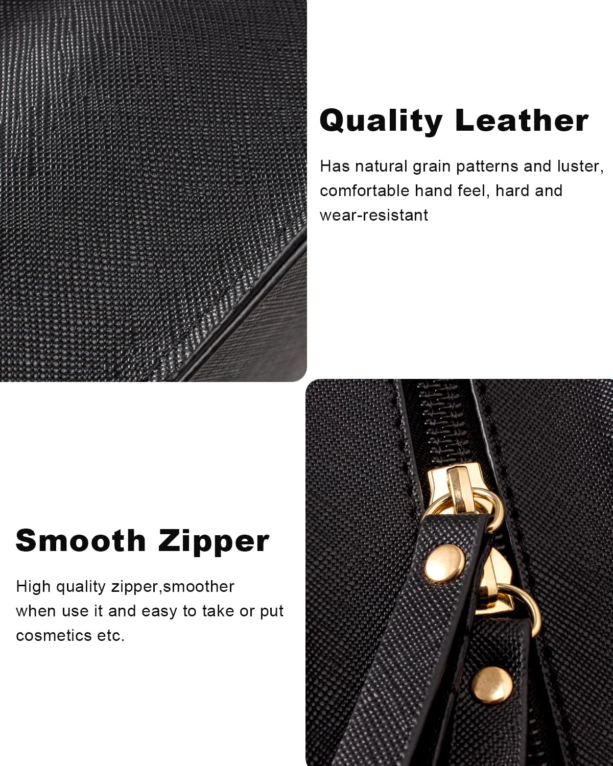 KOTORA Clear Makeup Bag Set for Women - Waterproof Travel Cosmetic Organizer & Toiletry Pouch - Perfect for Car Essentials, Gym, Airplane Carry-on & Daily Beauty Storage (Black)