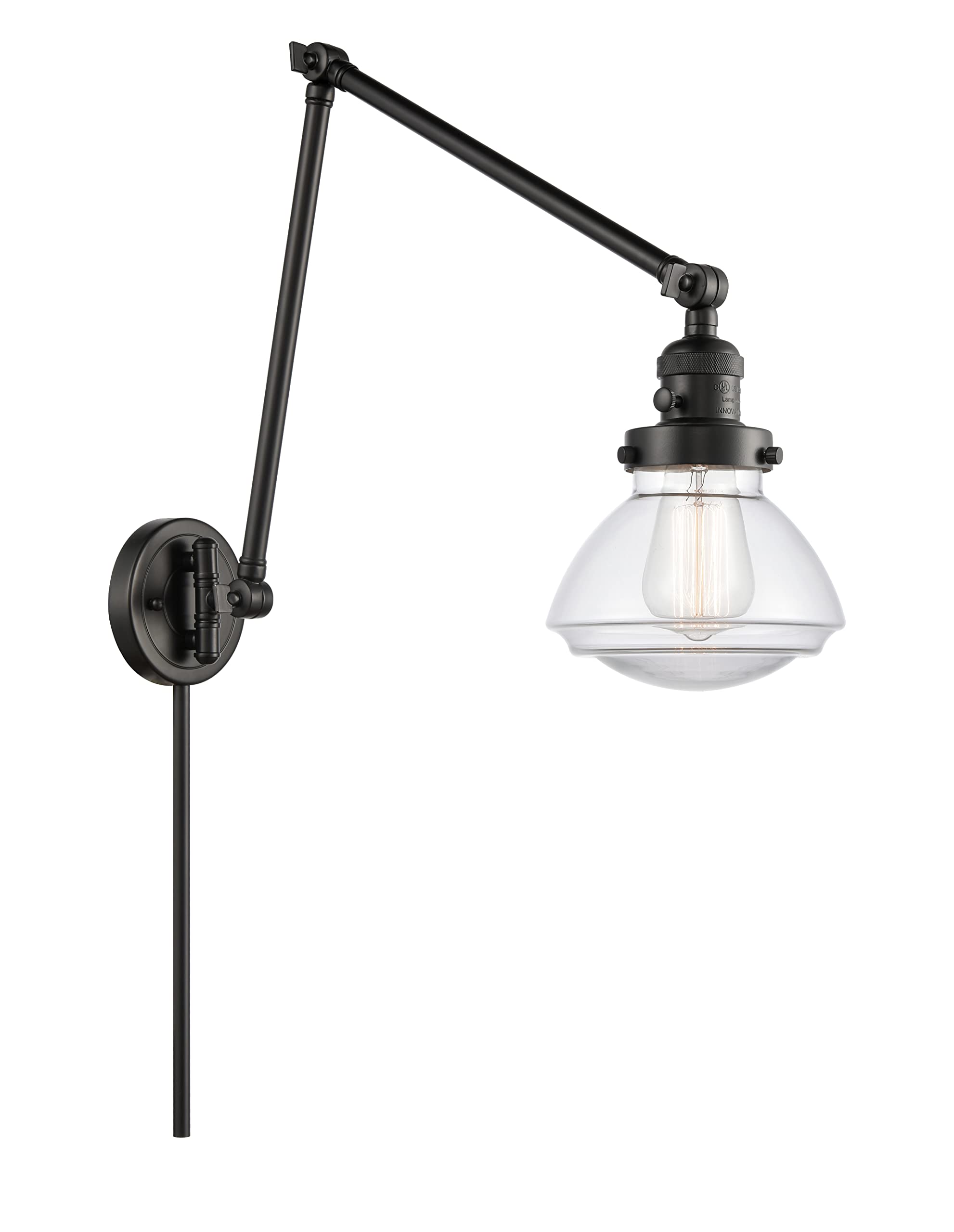 Franklin Restoration Collection LED Swing Arm Lamp - Adjustable Desk Light with Dimmable Touch Control, Perfect for Reading, Office, and Bedroom (Model 238-BK-G322-LED)