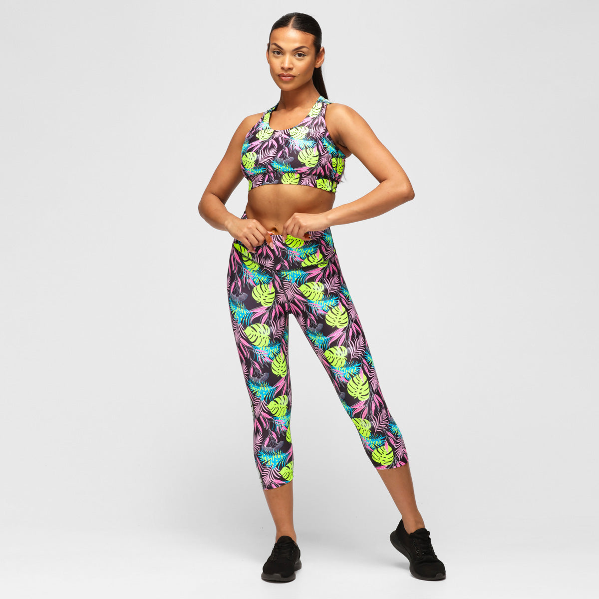 Twilight Palm Capri Pants - Women's Lightweight Casual Yoga Capris for Workout, Lounge & Travel - Comfortable Stretchy High Waist Leggings for Running, Gym & Everyday Wear