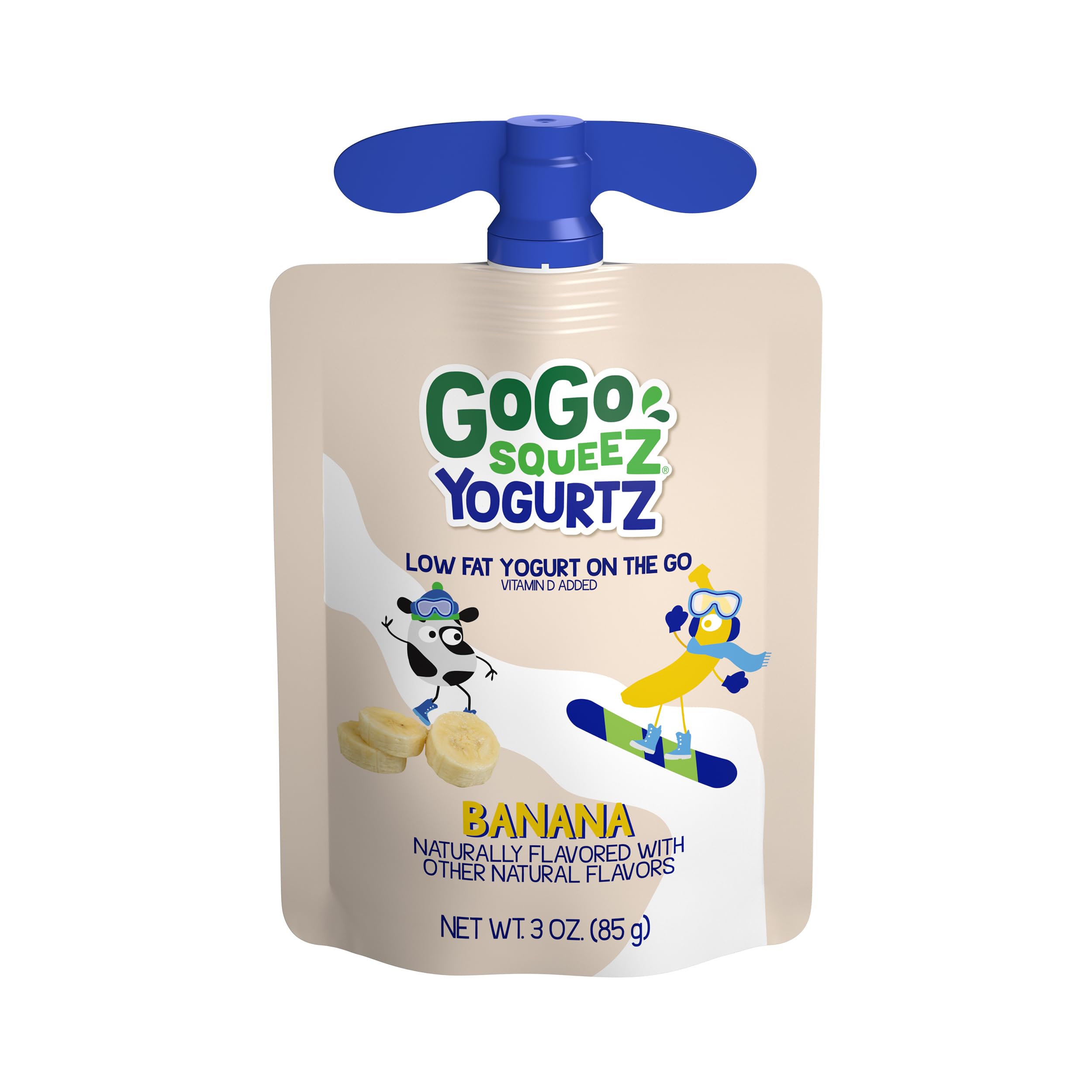 GoGo squeeZ YogurtZ Banana, 3 oz (4 Pouches) - Healthy Kids Snacks Made with Real Yogurt & Fruit - No Refrigeration Needed, Gluten Free, Kosher Certified - Perfect for Lunchboxes, School Snacks & On-the-Go Nutrition
