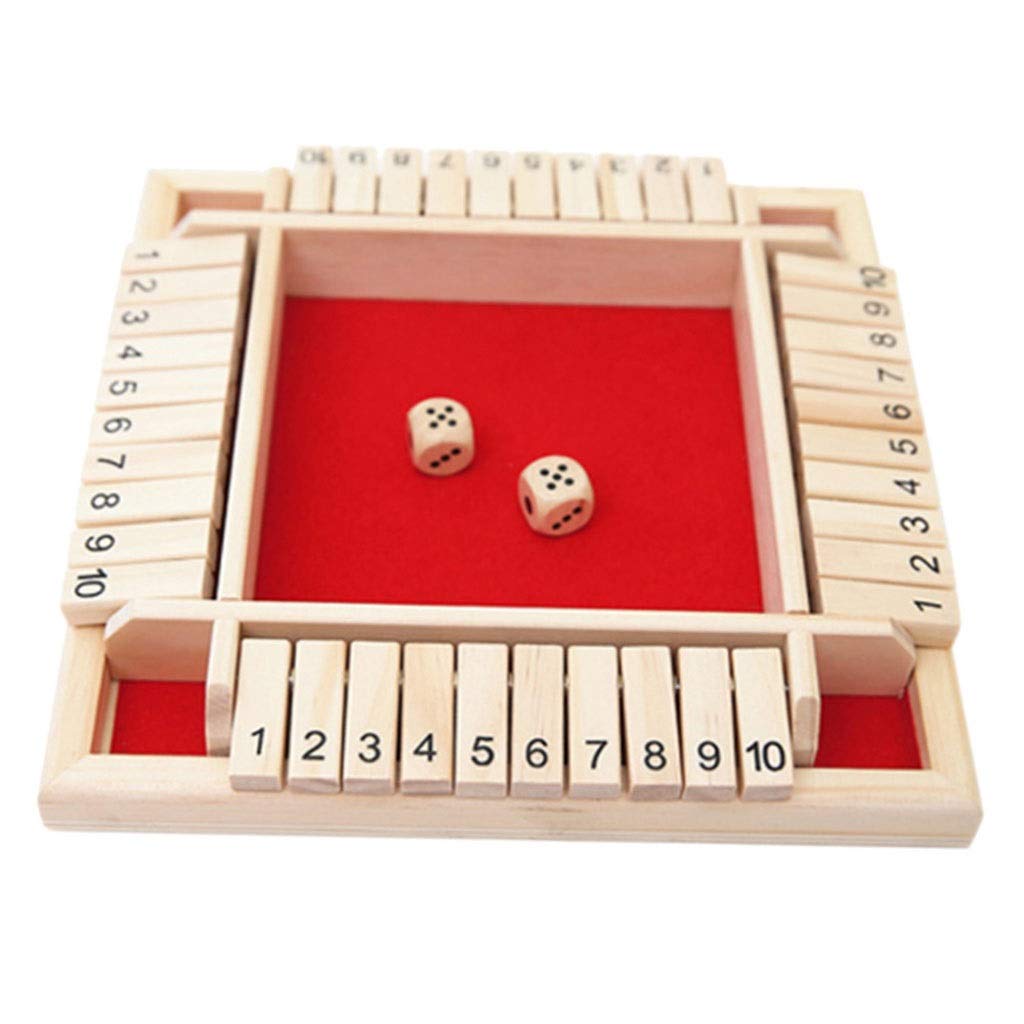 ZMDZA Deluxe Shut The Box Board Game Set - 10 Number Wooden Dice Game with 4-Sided Dice for Adults & Families | Perfect for Parties, Clubs & Drinking Games
