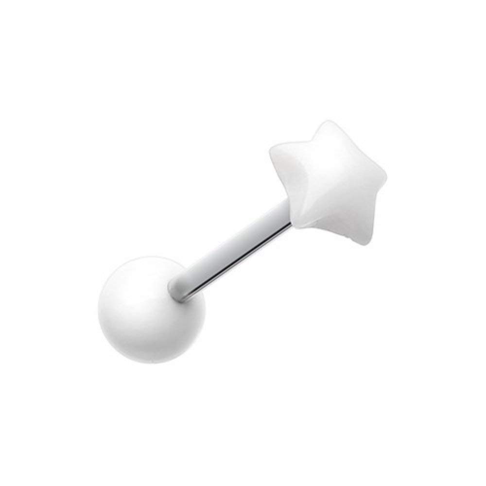 Fluffy Star Acrylic Barbell Tongue Ring - Cute Jewelry for Piercing Lovers