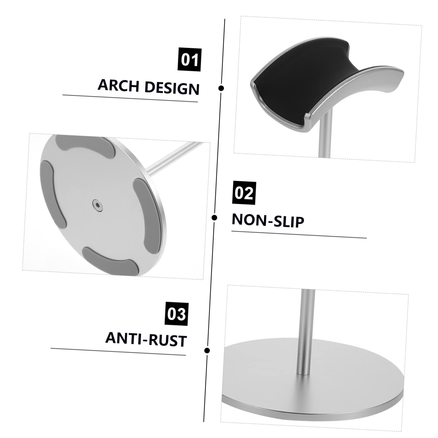 Premium Wireless Headphone Stand - Silver 28.5X12X12CM | Desktop Organizer for Gaming Headsets, Computer Accessories & Office Setup | Durable Headset Holder for Workstations, Home Office & Gaming Stations