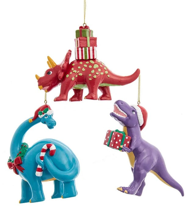4.5 Inch Christmas Dinosaur Ornament - Festive Dino Decor for Holiday Tree, Home & Office - Perfect for Xmas Party, Gift Exchange & Winter Decorations