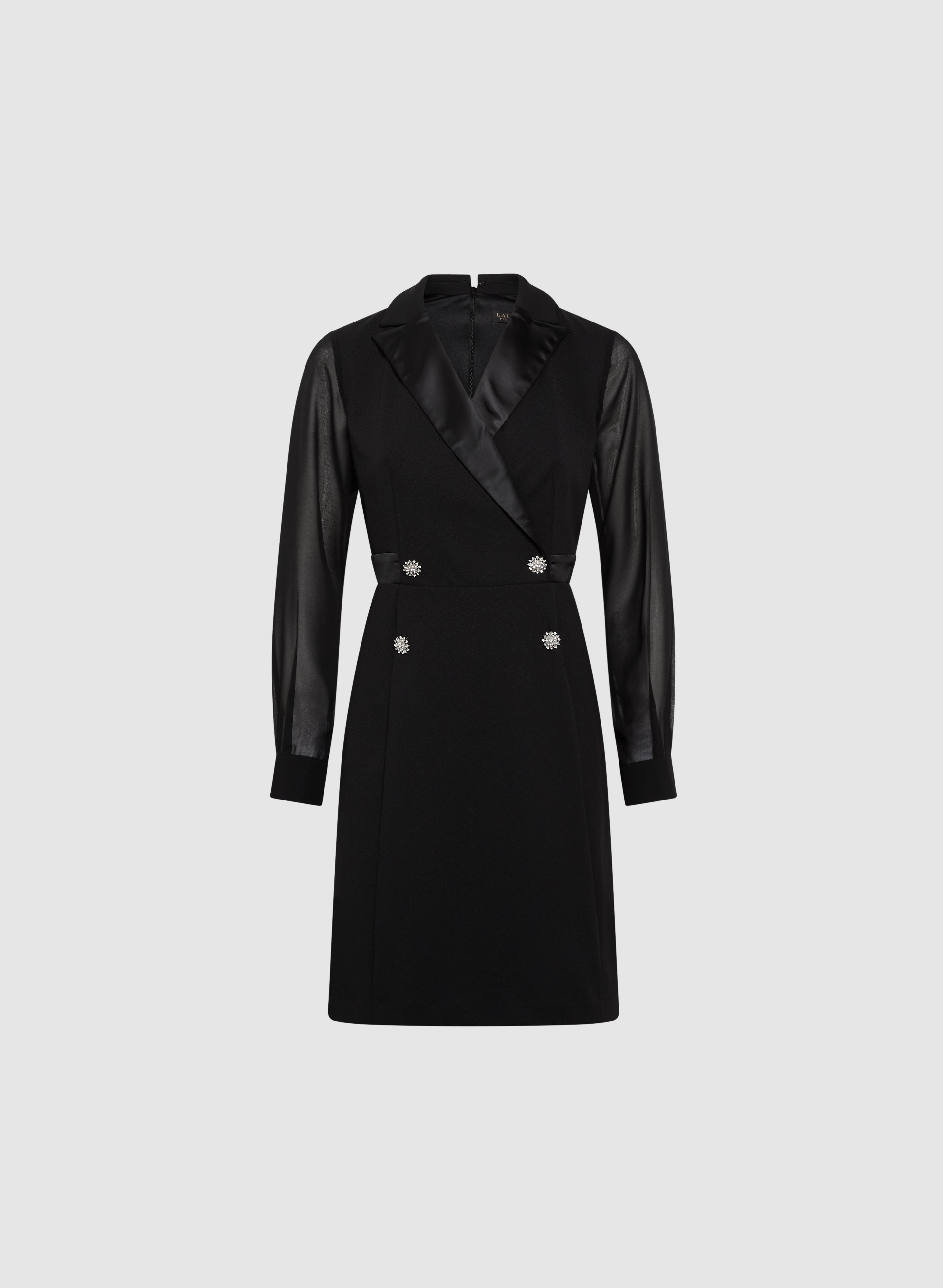 Elegant Crepe Tuxedo Blazer Dress for Women - Formal Office Wear & Evening Cocktail Party Outfit