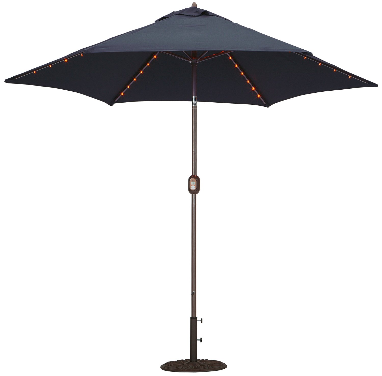Tropilight LED Lighted 9 ft Bronze Aluminum Patio Umbrella - Outdoor Market Umbrella with Bright LED Lights for Backyard, Poolside & Restaurant Use
