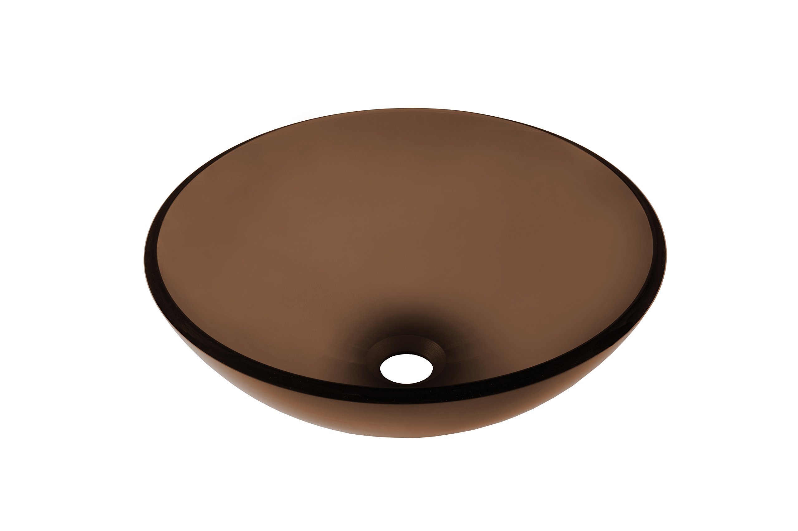 Novatto TY Glass Brown Vessel Bathroom Sink - Modern Above Counter Vanity Basin for Powder Room & Master Bath Decor