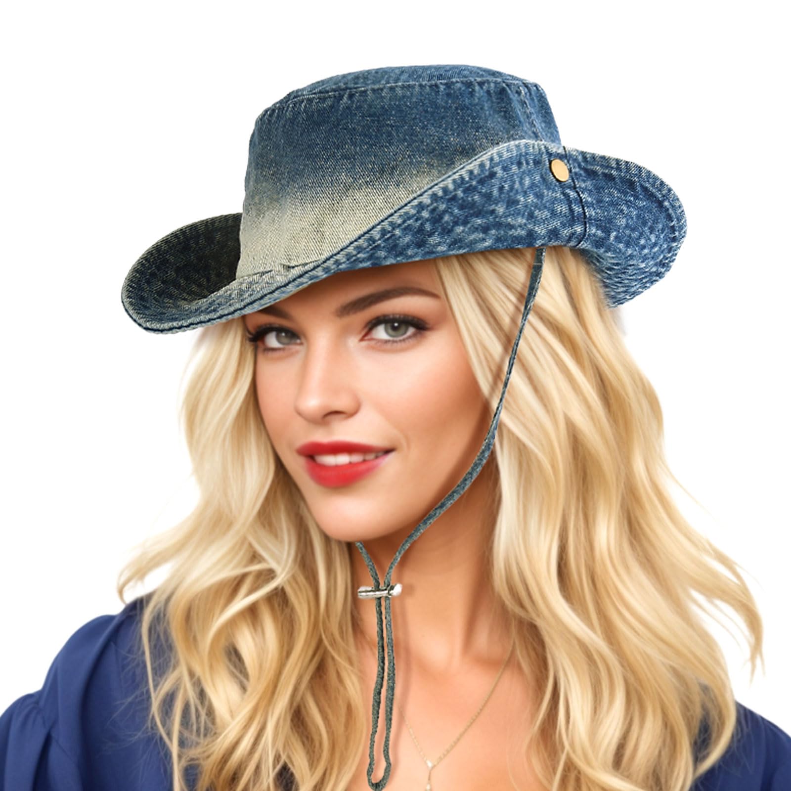 DOCILA Denim Bucket Hats for Women & Men - Blue Jean Western Cowboy & Fisherman Style - Packable Sun Hat for Outdoor, Beach, Fishing, Hiking & Summer Fashion