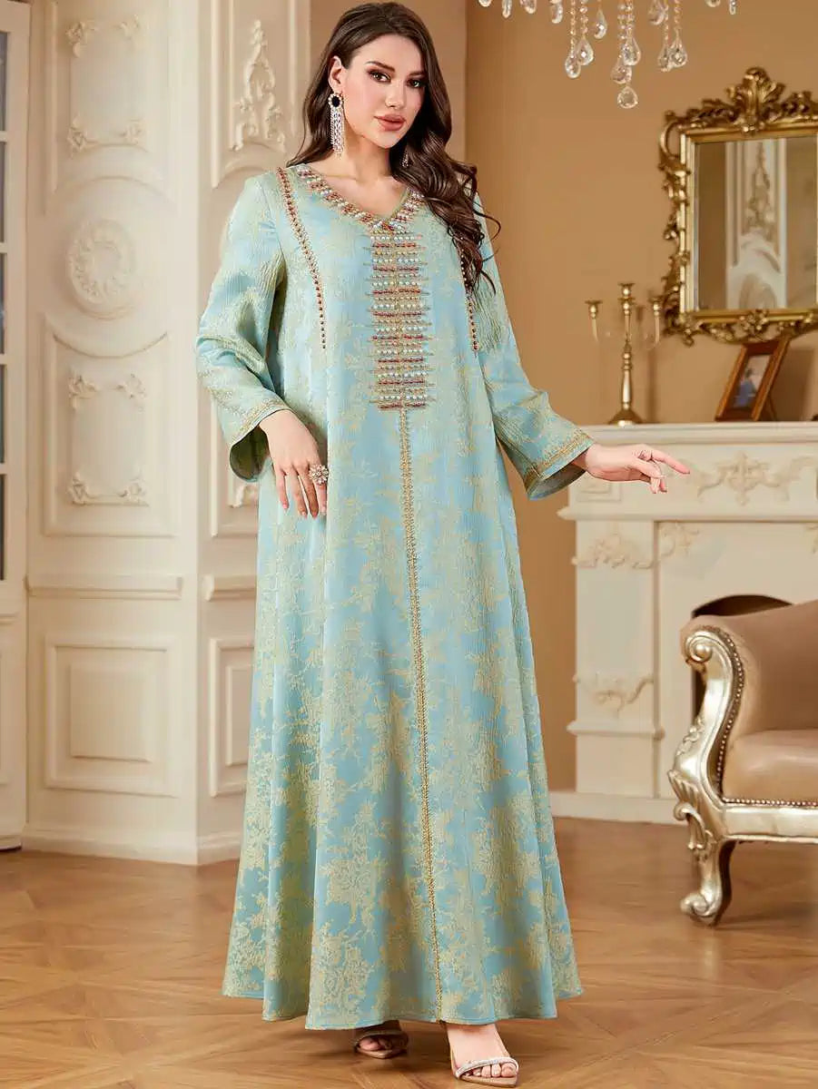 Elegant Eid Dresses for Women - Embroidered Beaded Caftan Kaftan Dress #254336 | Perfect for Eid Celebrations, Weddings & Special Occasions