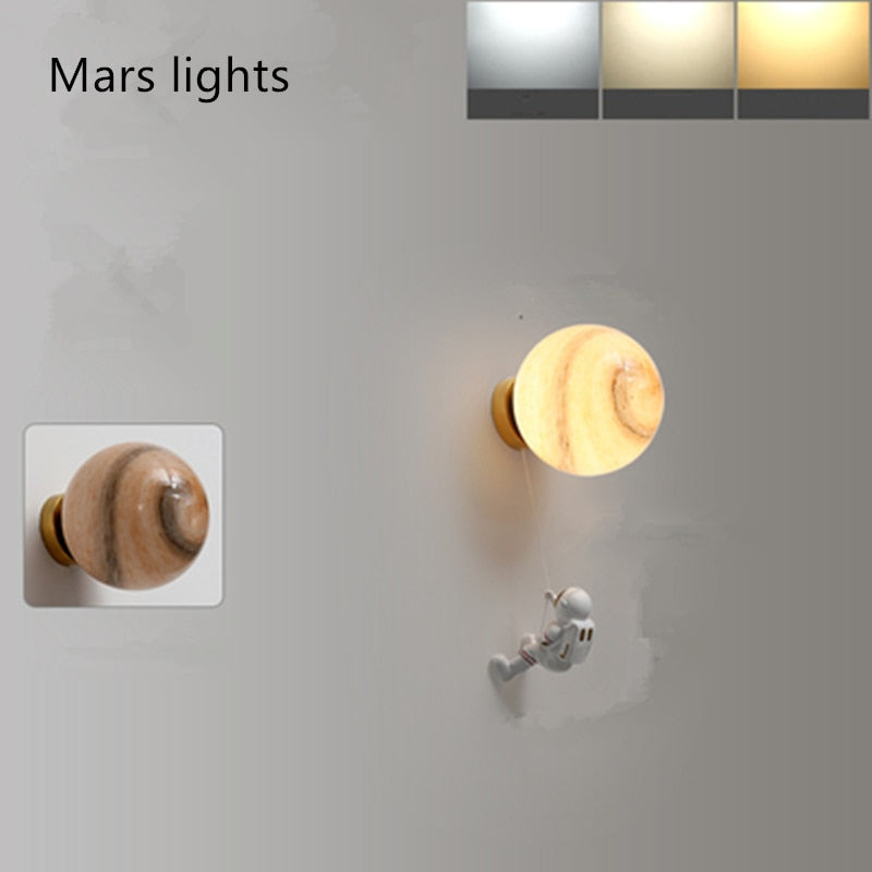 NASA Astronaut on Moon Wall Lamp - LED Night Light for Kids Room, Bedroom & Nursery - Space-Themed Decor for Boys & Girls