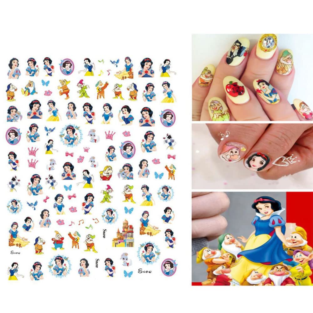 6 Sheets Cute Cartoon 3D Self-Adhesive Nail Art Stickers - Mermaid & Princess Nail Decals for Women & Girls - DIY Nail Art Supplies for Parties, Weddings, and Daily Nail Decoration