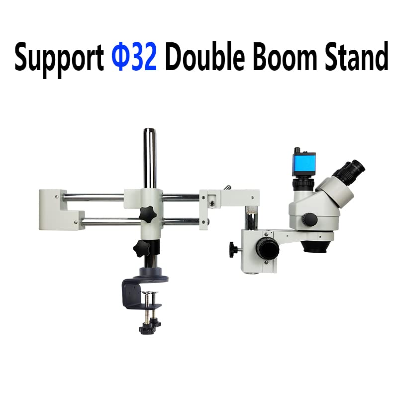 Adjustable Universal Microscope Stand with 32mm & 25mm Clamp - Compatible with Stereo Trinocular Microscopes, HDMI Digital USB Cameras & Phone Repair Tools (Ideal for Laboratory, Jewelry Inspection & Electronics Repair)