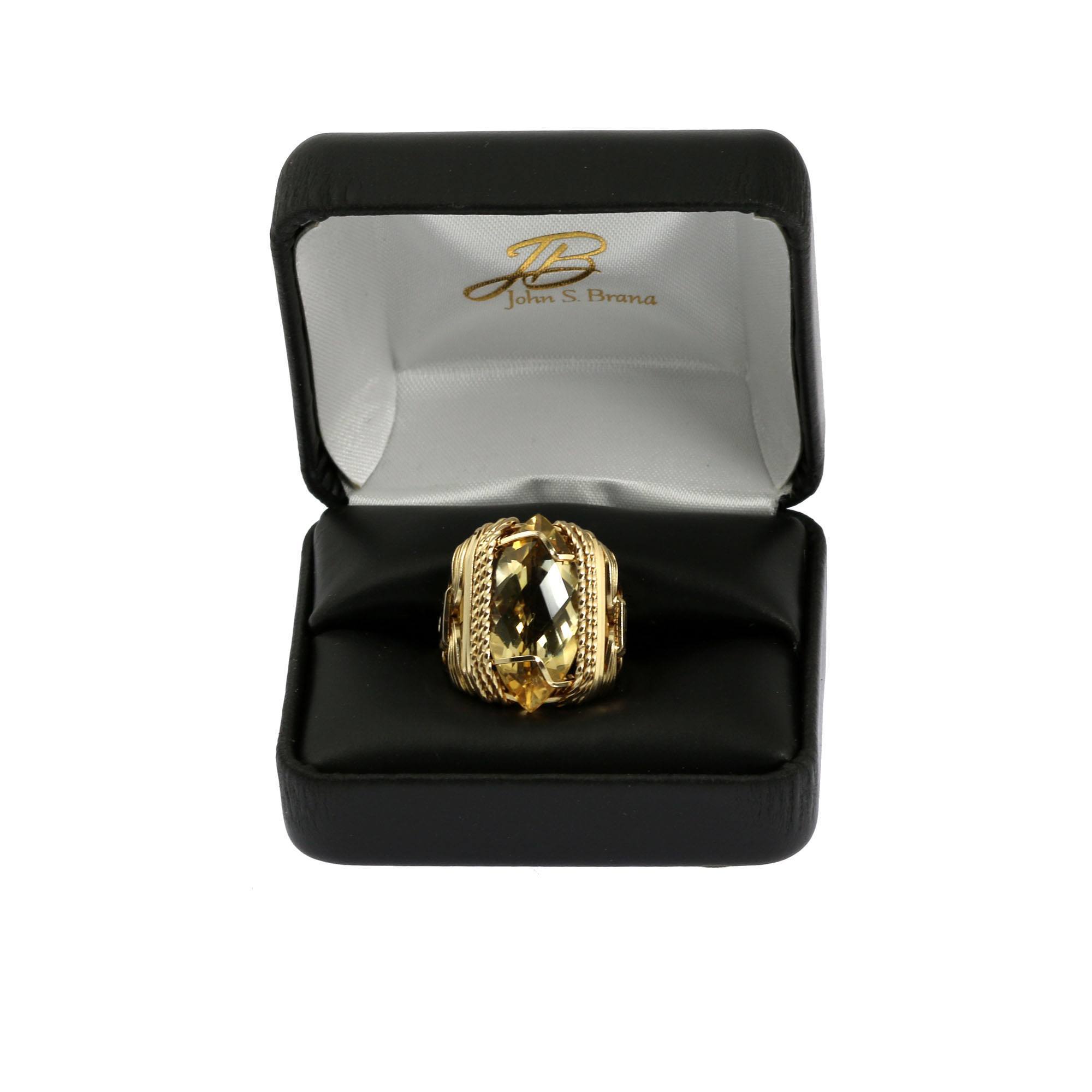 14K Gold Filled Citrine Marquise Cut Cocktail Ring – Elegant Statement Jewelry for Parties, Weddings & Special Occasions