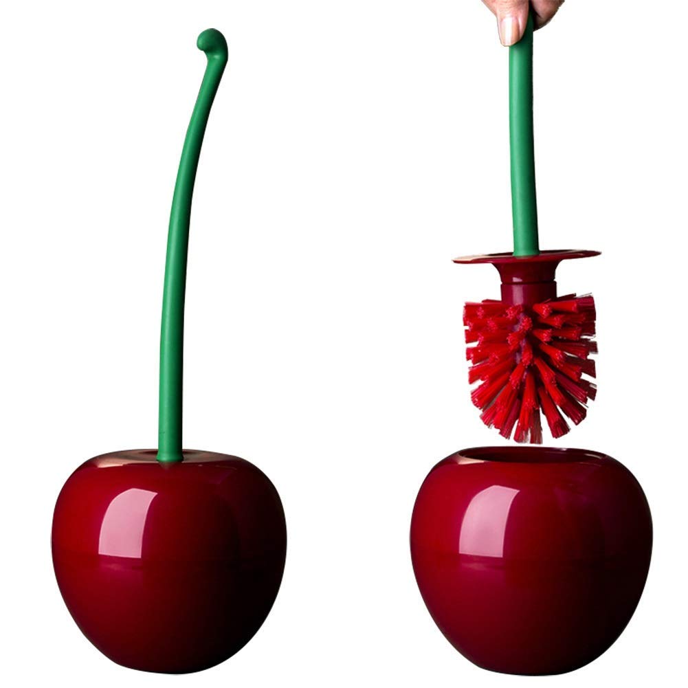 Dora Bridal Toilet Brush and Holder Set - Cherry Bathroom Cleaning Tool with Long Handle, Cute Toilet Bowl Brush for Home Decor (1 Brush + 1 Holder) | Perfect for Bathroom Organization & Cherry-Themed Decor