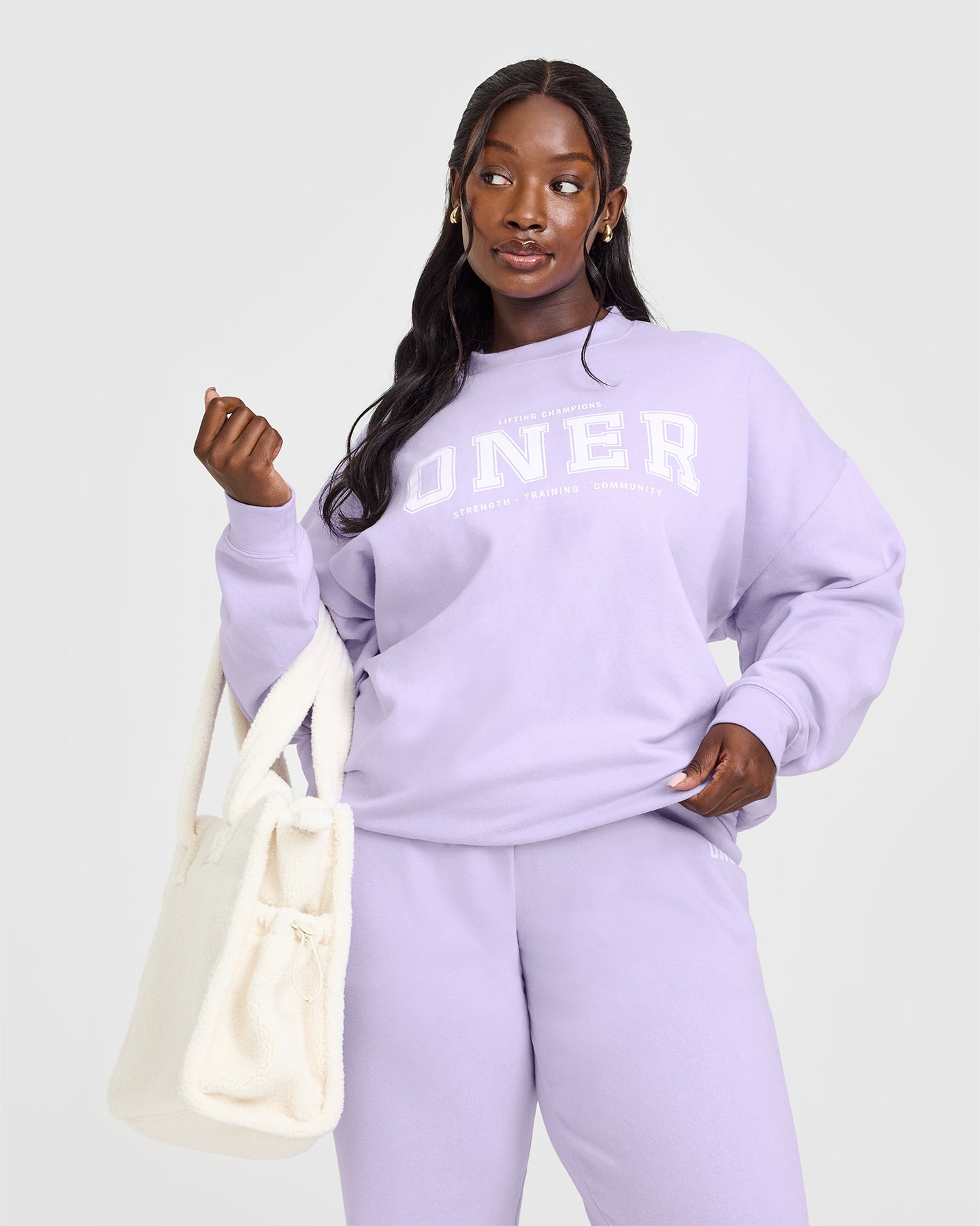 Mid Weight Sweatshirt with Printed Logo | Lavender Purple Unisex Pullover | Casual Wear, Street Style & Lounge Comfort