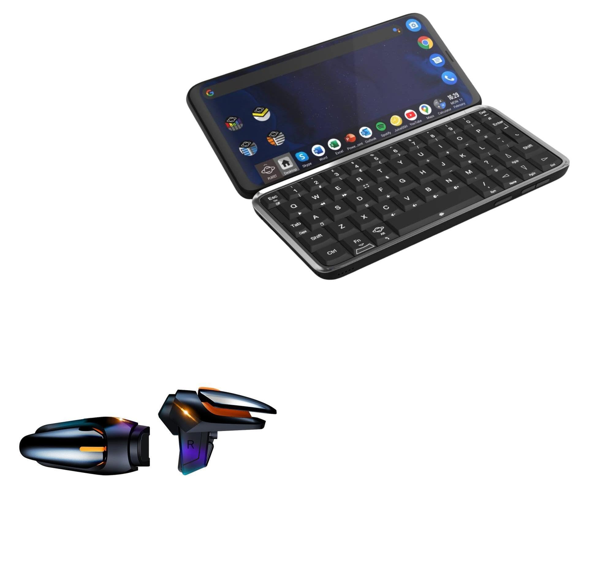 BoxWave Gaming Gear for Planet Computers Astro Slide - Touchscreen QuickTrigger Auto, Trigger Buttons with Autofire for Mobile FPS Gaming (Jet Black) | Perfect for Competitive Gaming & Esports Tournaments