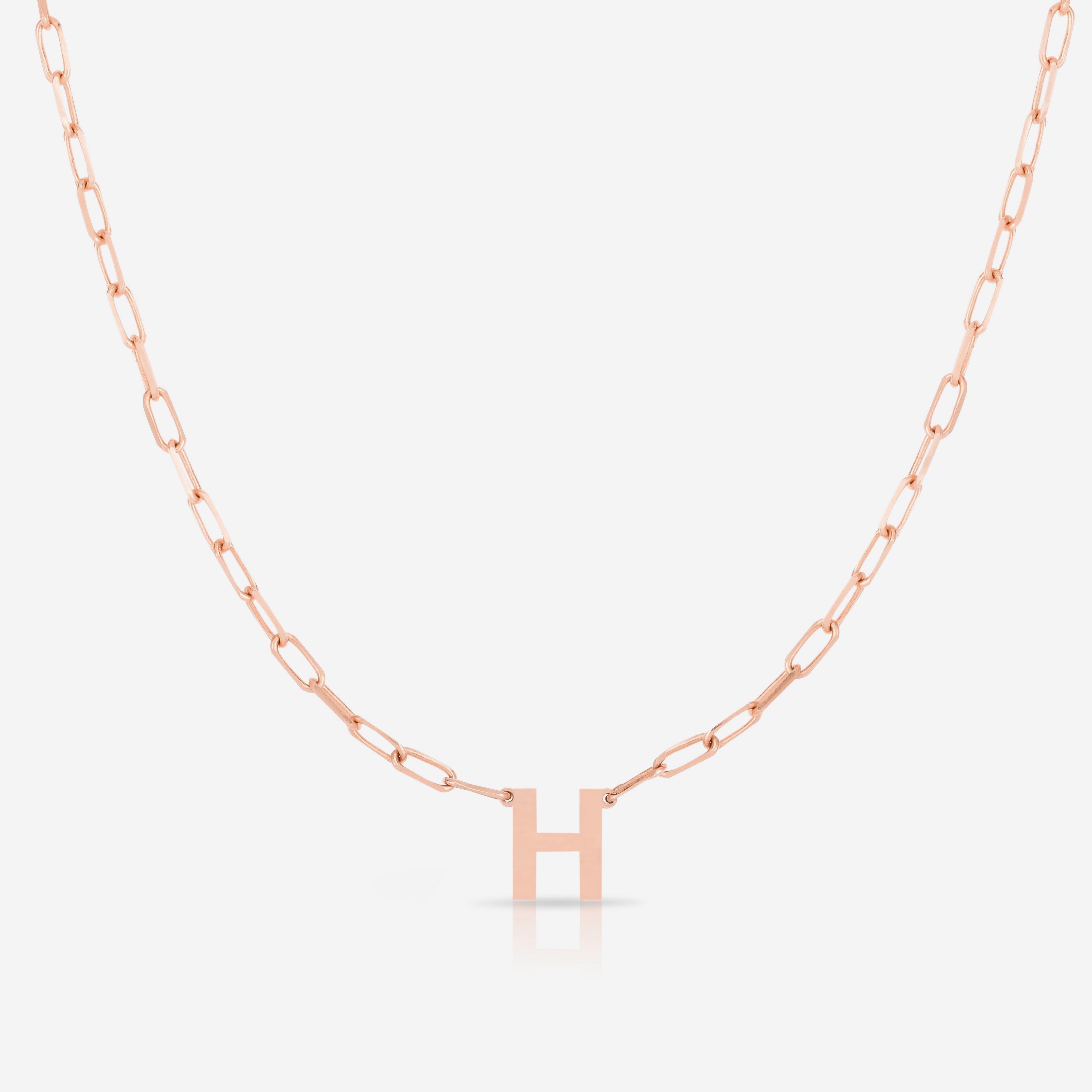 Block Initial & Link Chain Necklace for Women - Personalized Name Letter Pendant Jewelry Gift for Birthday, Anniversary, Valentine's Day | Everyday Wear, Layering, Special Occasions