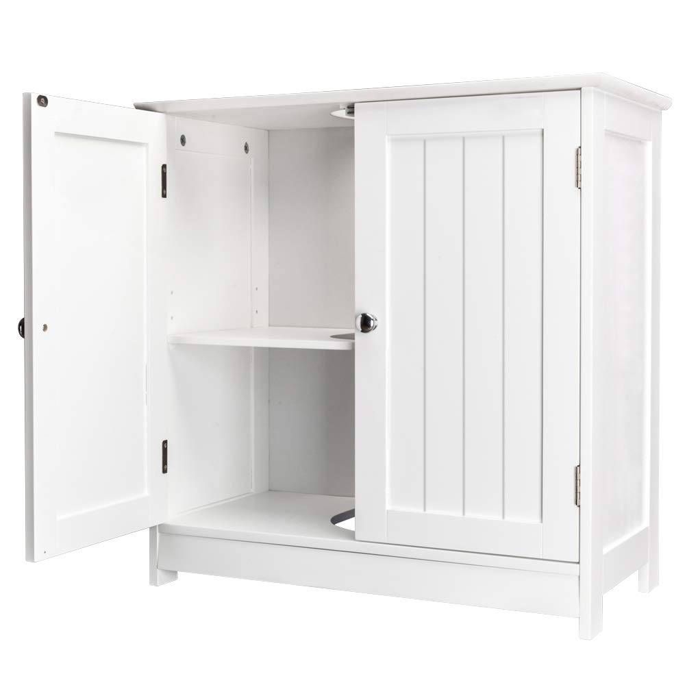 Vasitelan White Pedestal Under Sink Storage Cabinet with 2 Doors - Traditional Bathroom Vanity Organizer, Space Saving Bathroom Sink Cabinet for Small Bathrooms & Powder Rooms - Perfect for Storing Toiletries, Cleaning Supplies & Bathroom Essentials